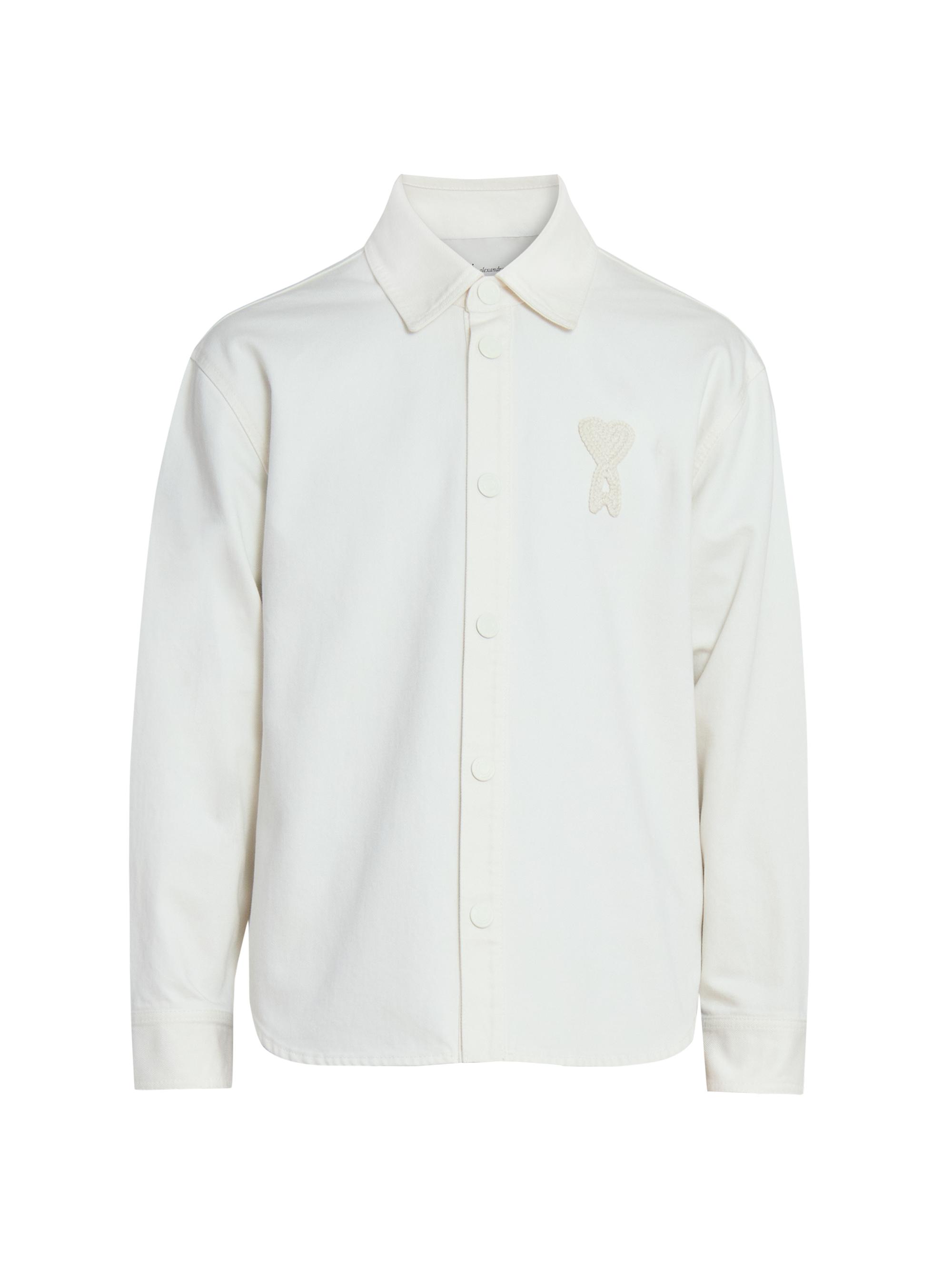 AMI Paris Men's Ami De Coeur Cotton Overshirt - Blanc Creme