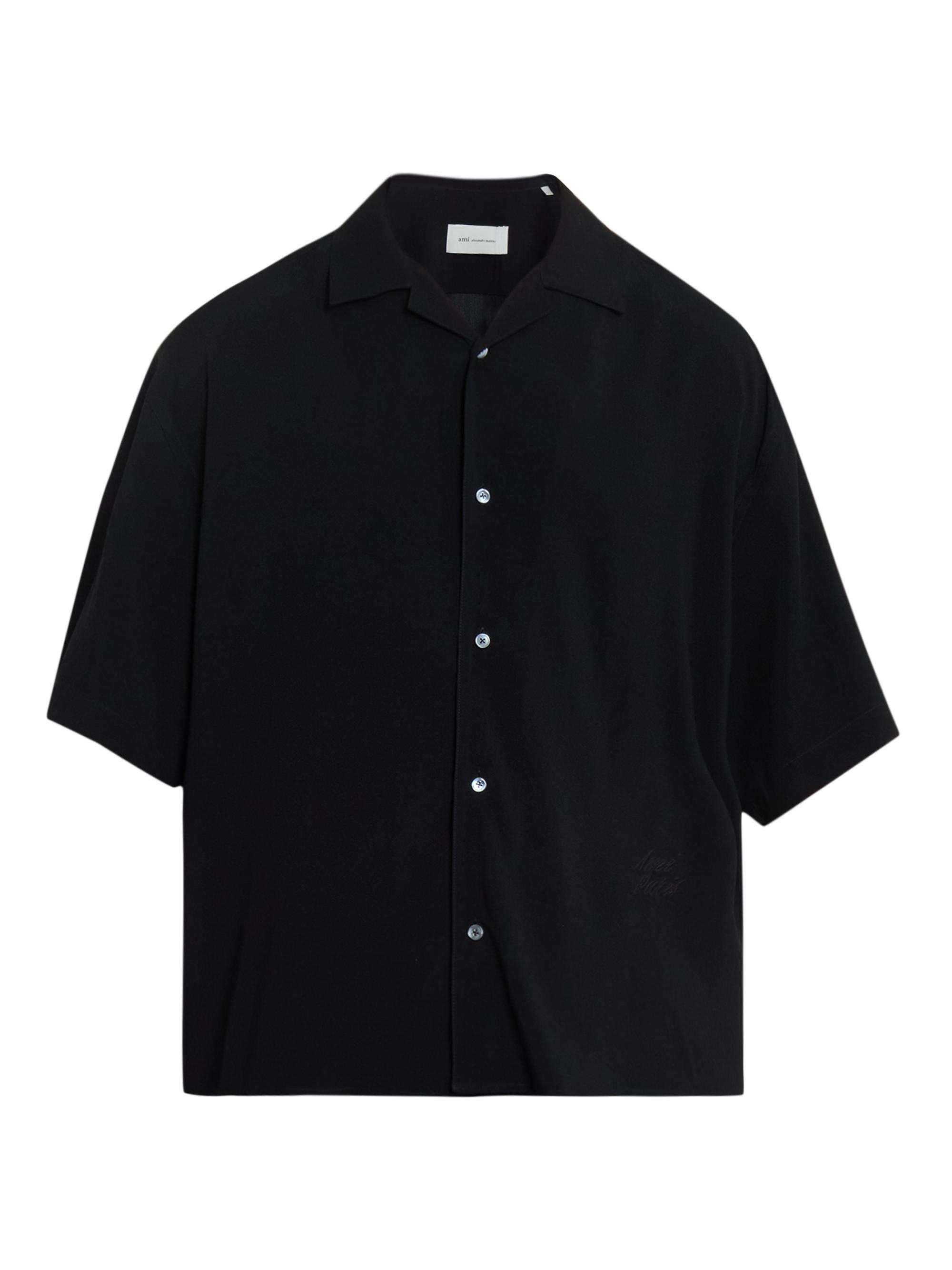 AMI Paris Men's Boxy Short-Sleeve Camp-Collar Shirt - Noir