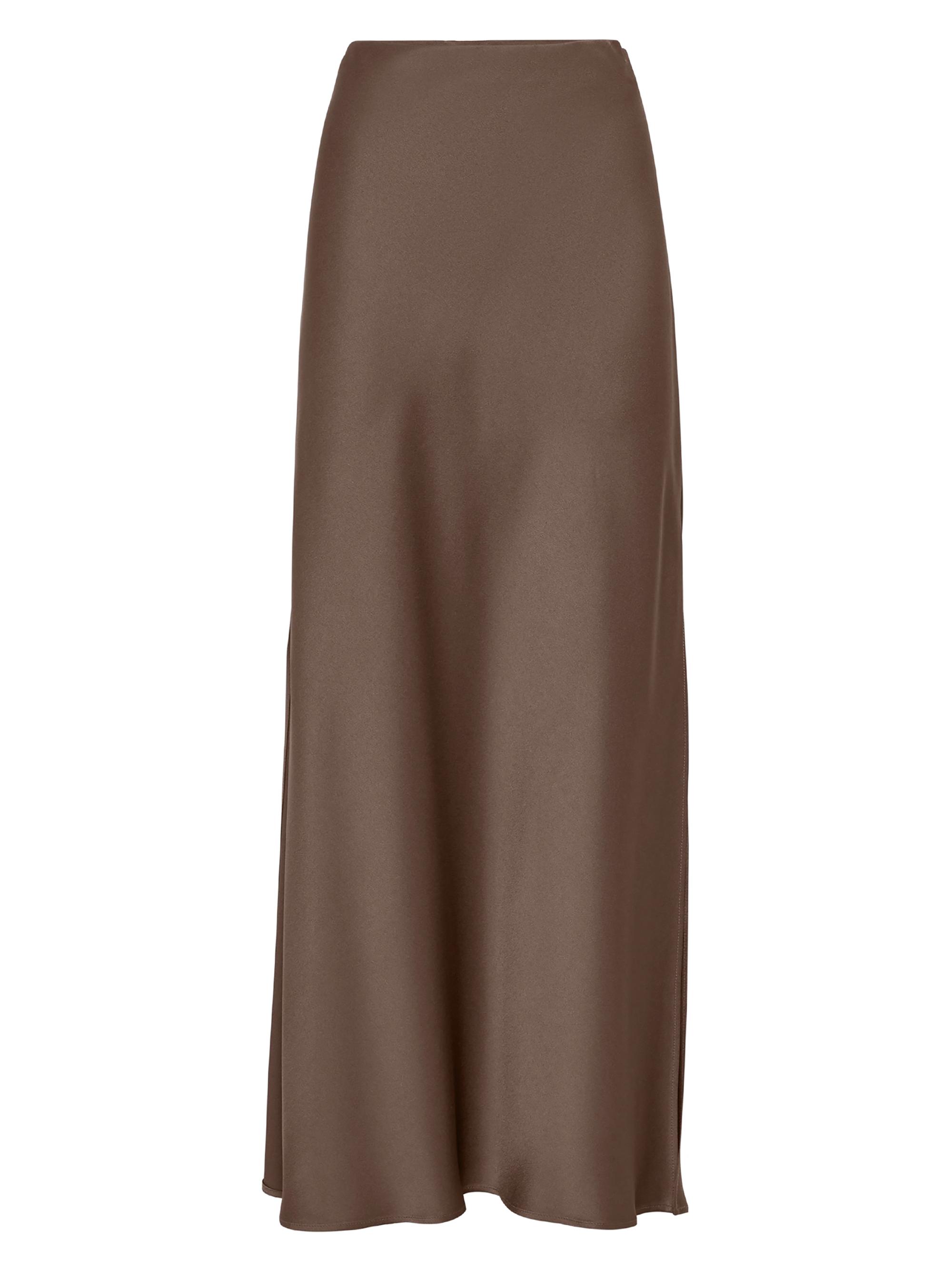 Brunello Cucinelli Women's Satin Cady Fluid Bias Cut Skirt - Brown