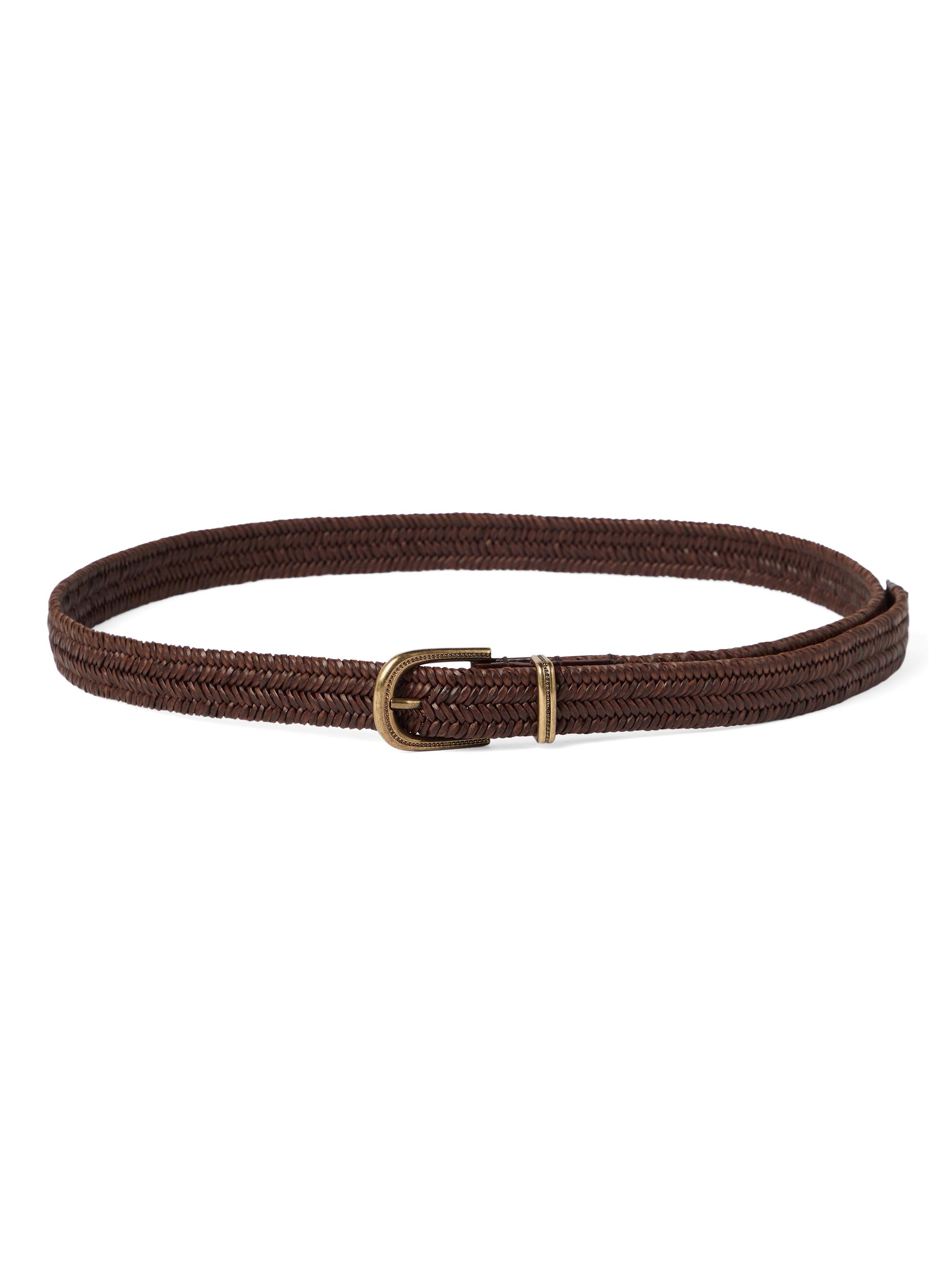Brunello Cucinelli Women's Stretch Braided Leather Belt - Brown