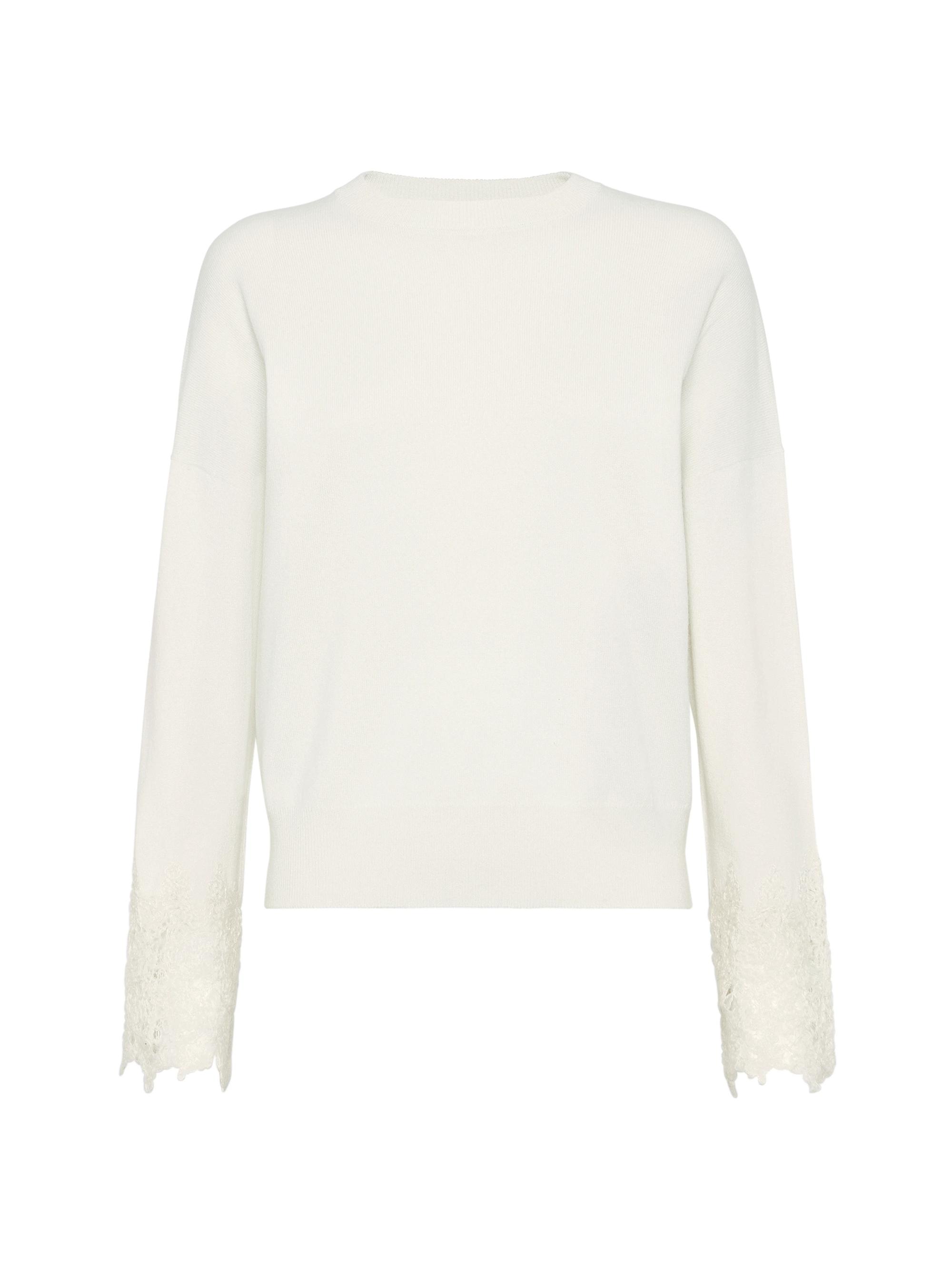 Brunello Cucinelli Women's Cashmere Sweater with Wispy Lace Cuffs - Panama