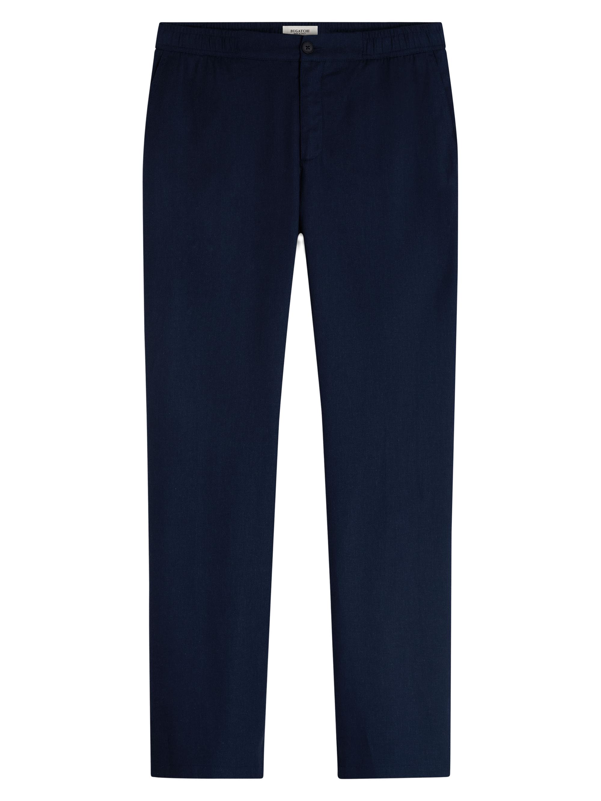 Bugatchi Men's Tapered Linen-Blend Pants - Navy