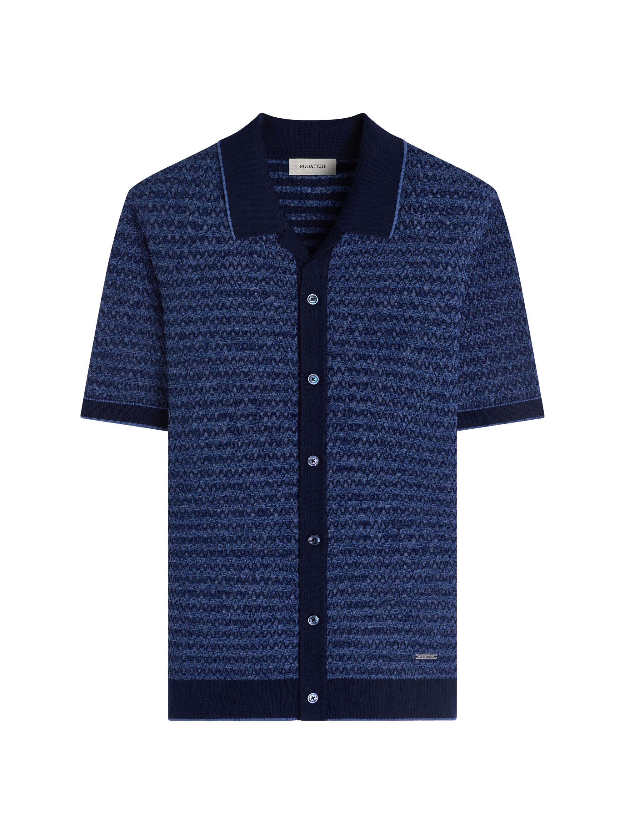 Bugatchi Men's Honeycomb-Knit Cotton Short-Sleeve Sweater - Navy