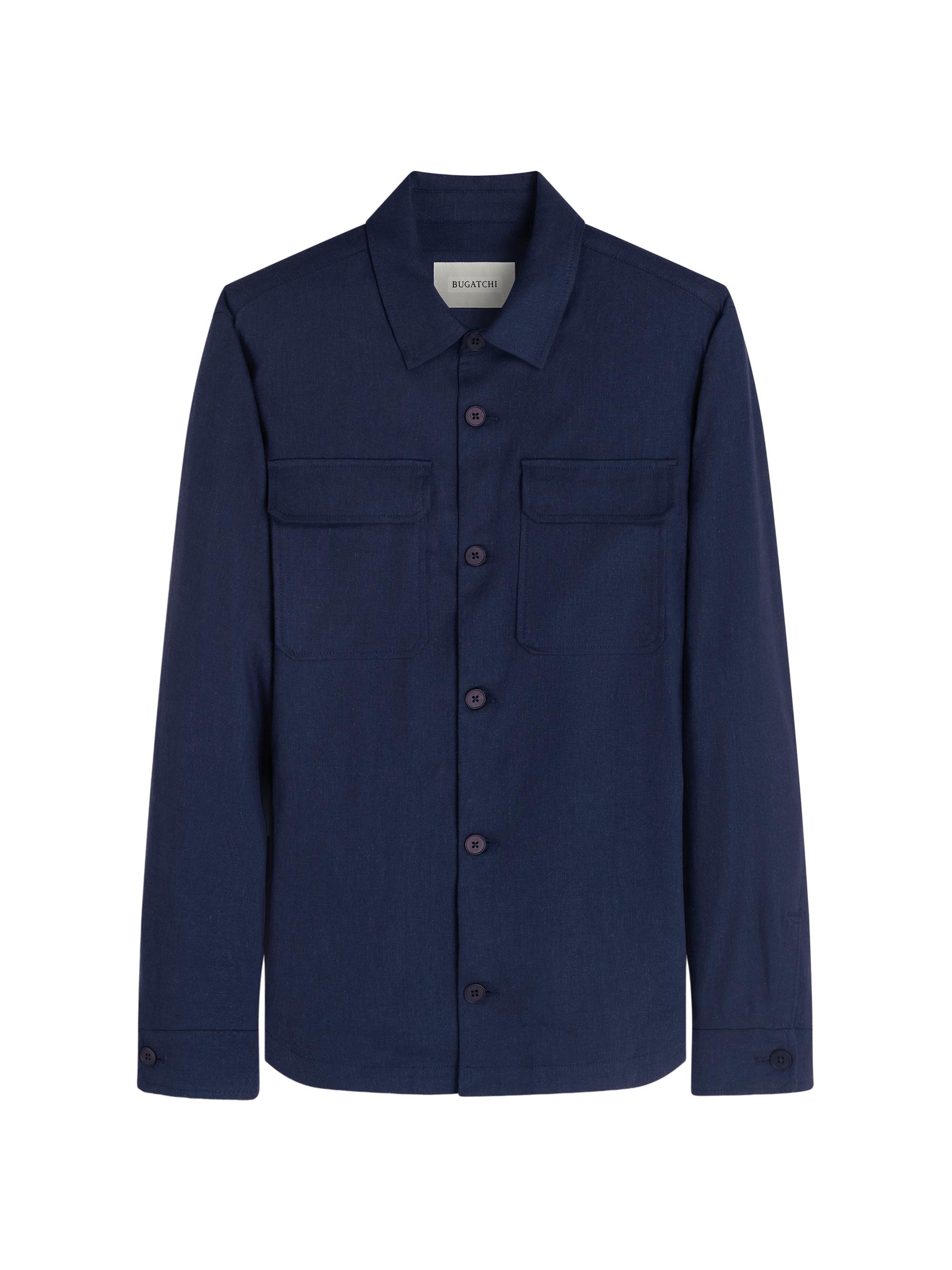 Bugatchi Men's Linen-Blend Shirt Jacket - Navy