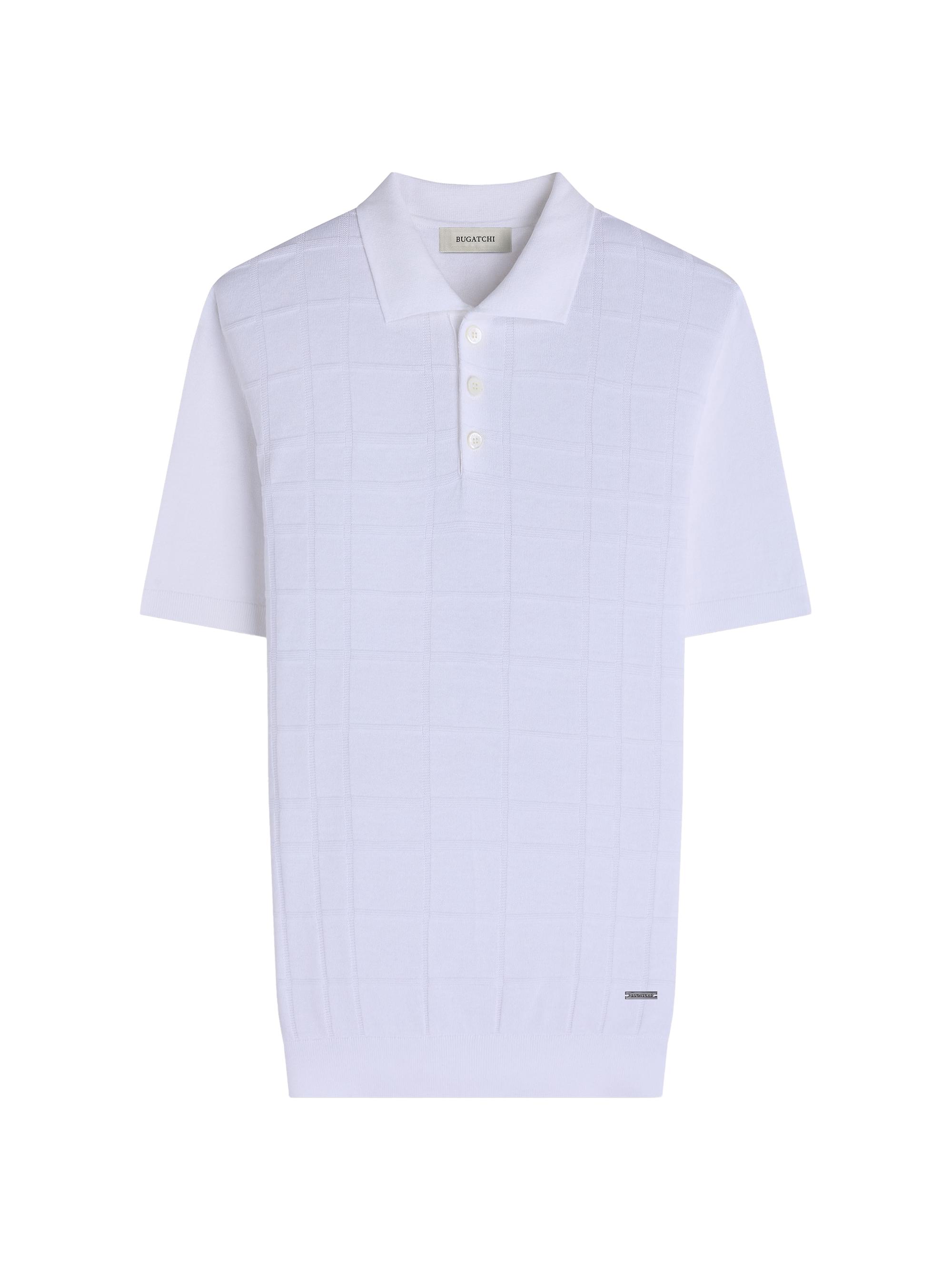 Bugatchi Men's Checked Cotton-Blend Polo Sweater - White