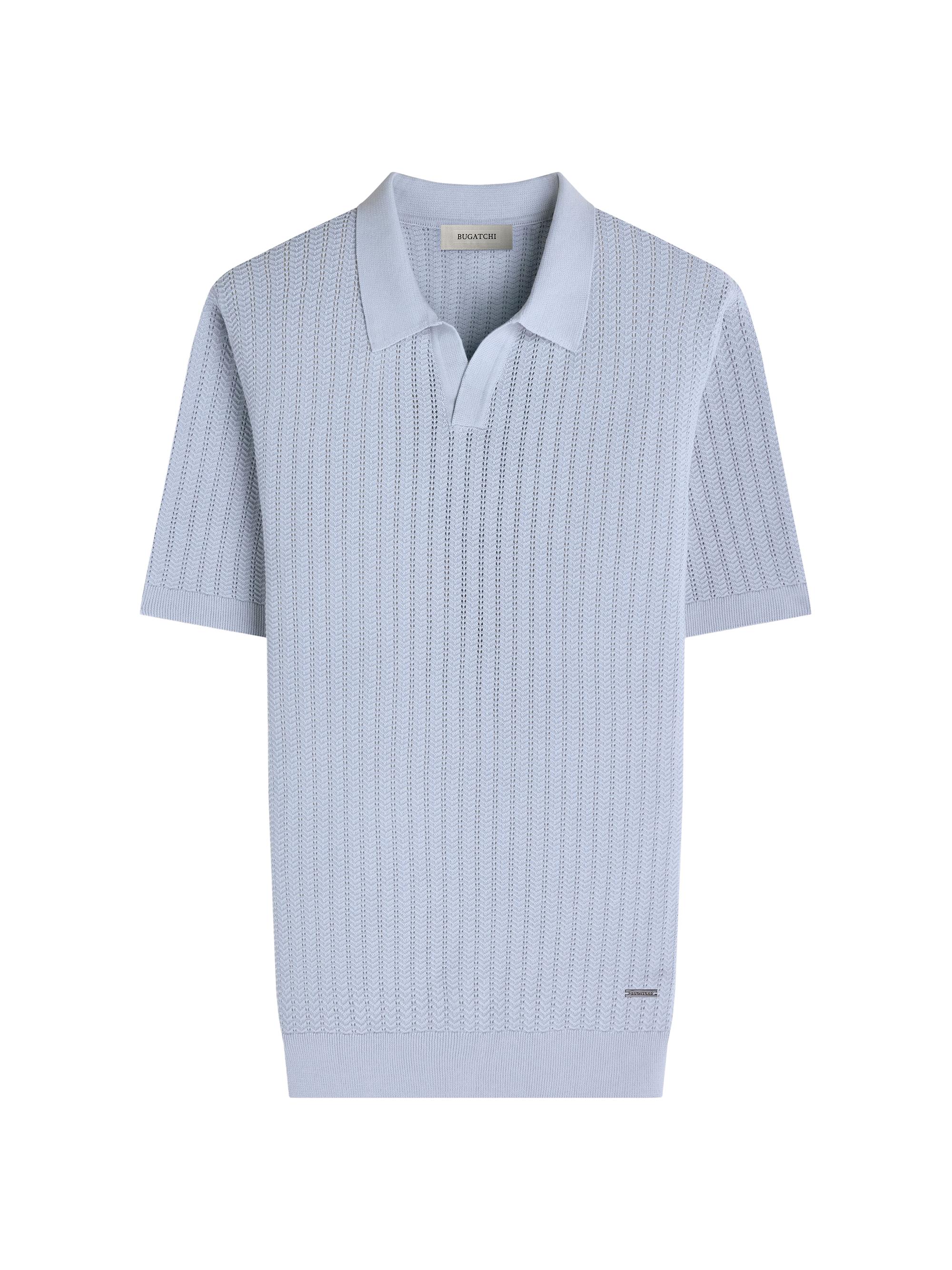 Bugatchi Men's Johnny Collar Cotton-Silk Polo Shirt - Ice