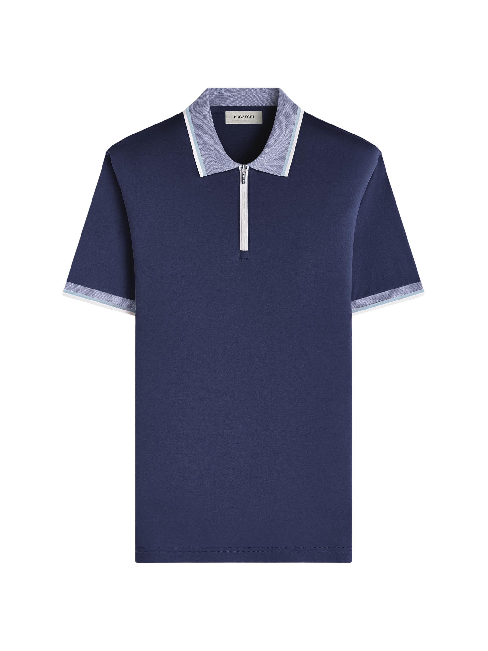 Bugatchi Men's Cotton Quarter-Zip Polo Shirt - Navy | Thumbnail 7
