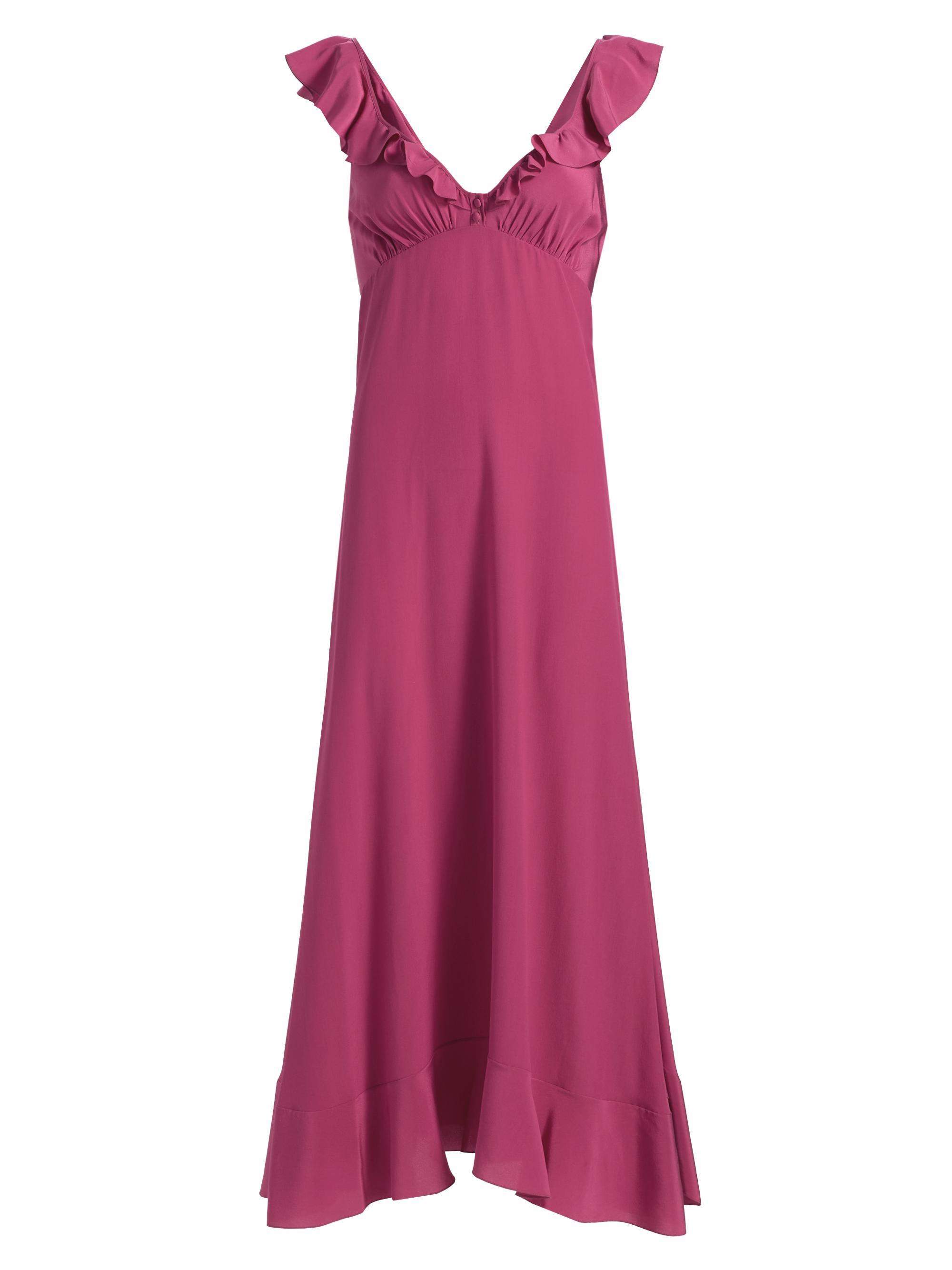 Ruffle Silk Empire Midi-Dress