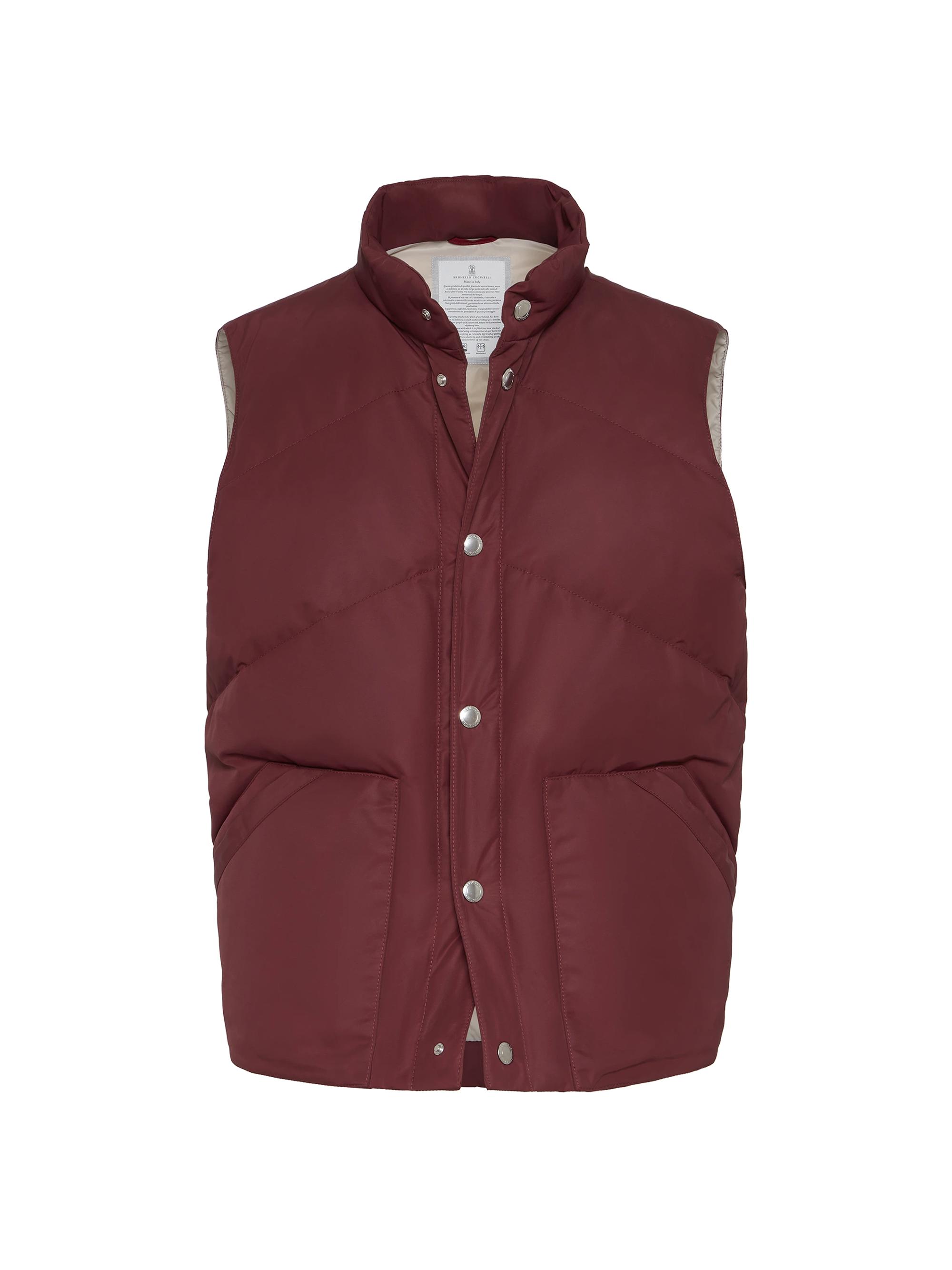 Brunello Cucinelli Men's Techno Satin Down Vest - Amaranth Red