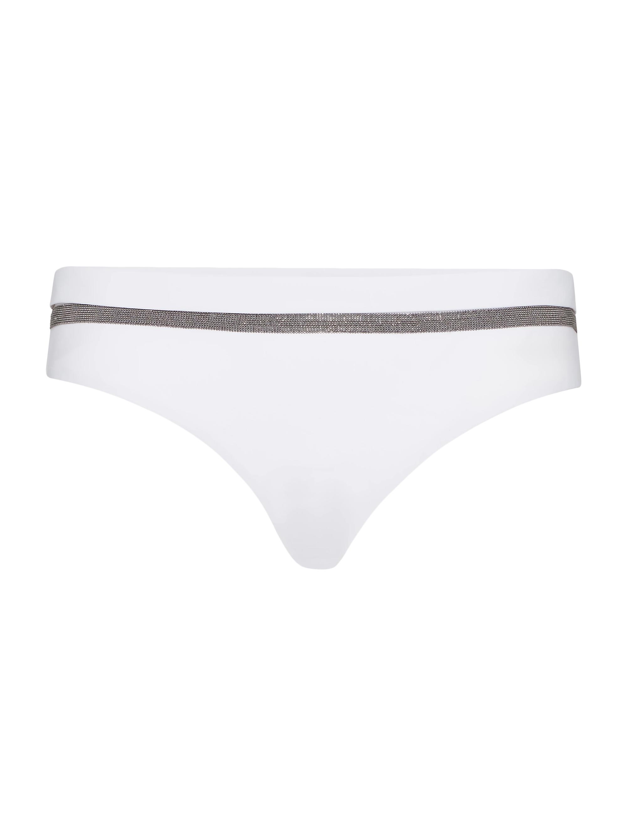 Brunello Cucinelli Women's Techno Jersey Bikini Bottoms with Monili - White
