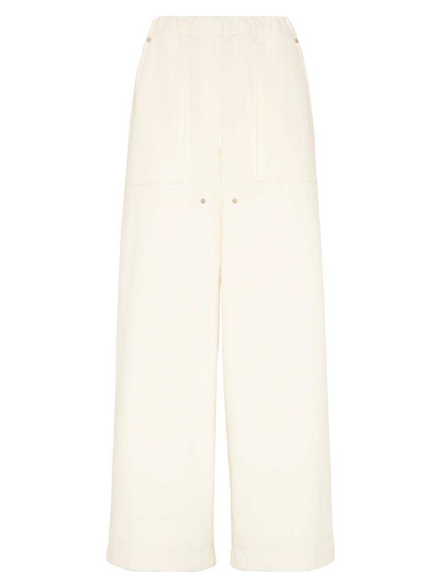 Brunello Cucinelli Women's Dyed Cotton And Wool Wrinkled Denim Utility Track Trousers With Monili In Brown