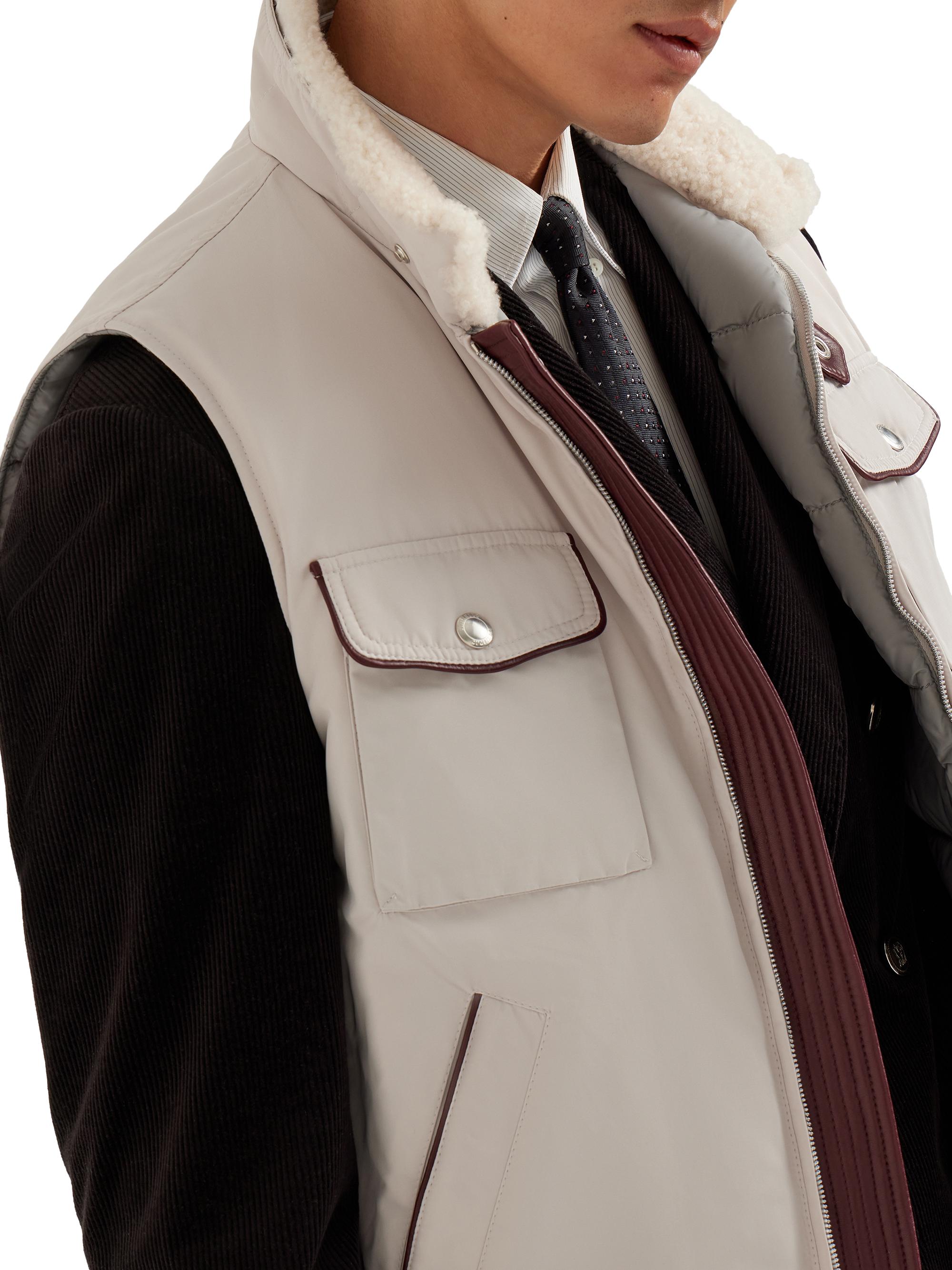 Brunello Cucinelli Techno Satin Down Vest with Detachable