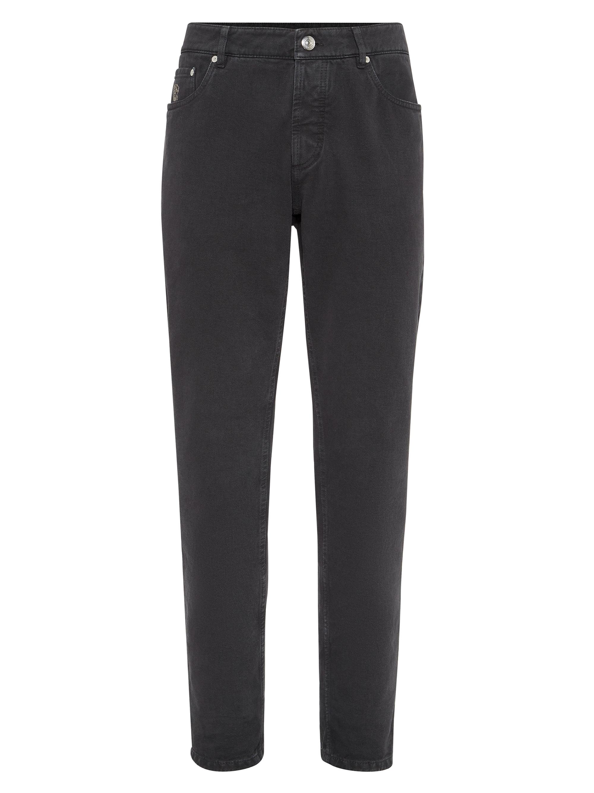 Brunello Cucinelli Men's Garment Dyed Traditional Fit Five Pocket Jeans - Anthracite