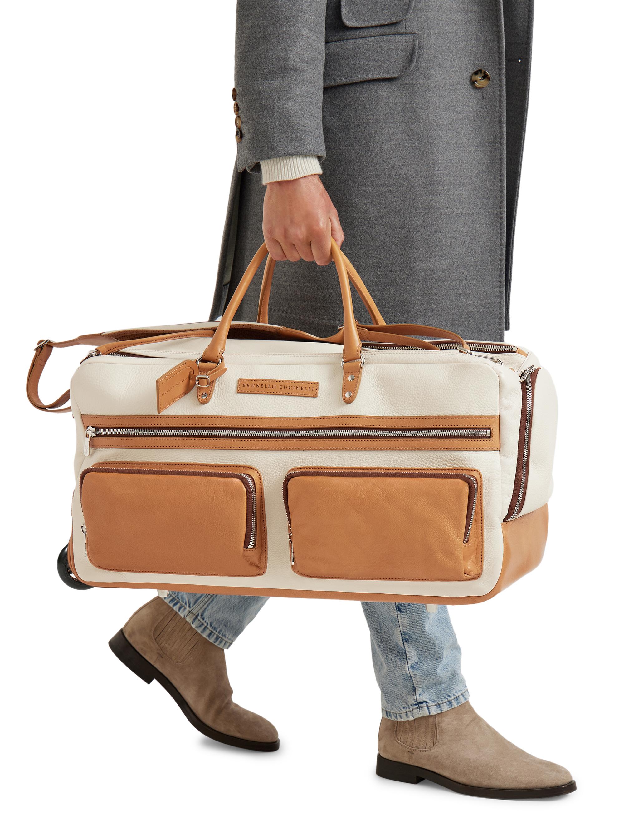 Brunello Cucinelli Grained Calfskin and Cowhide Trolley Bag | Saks