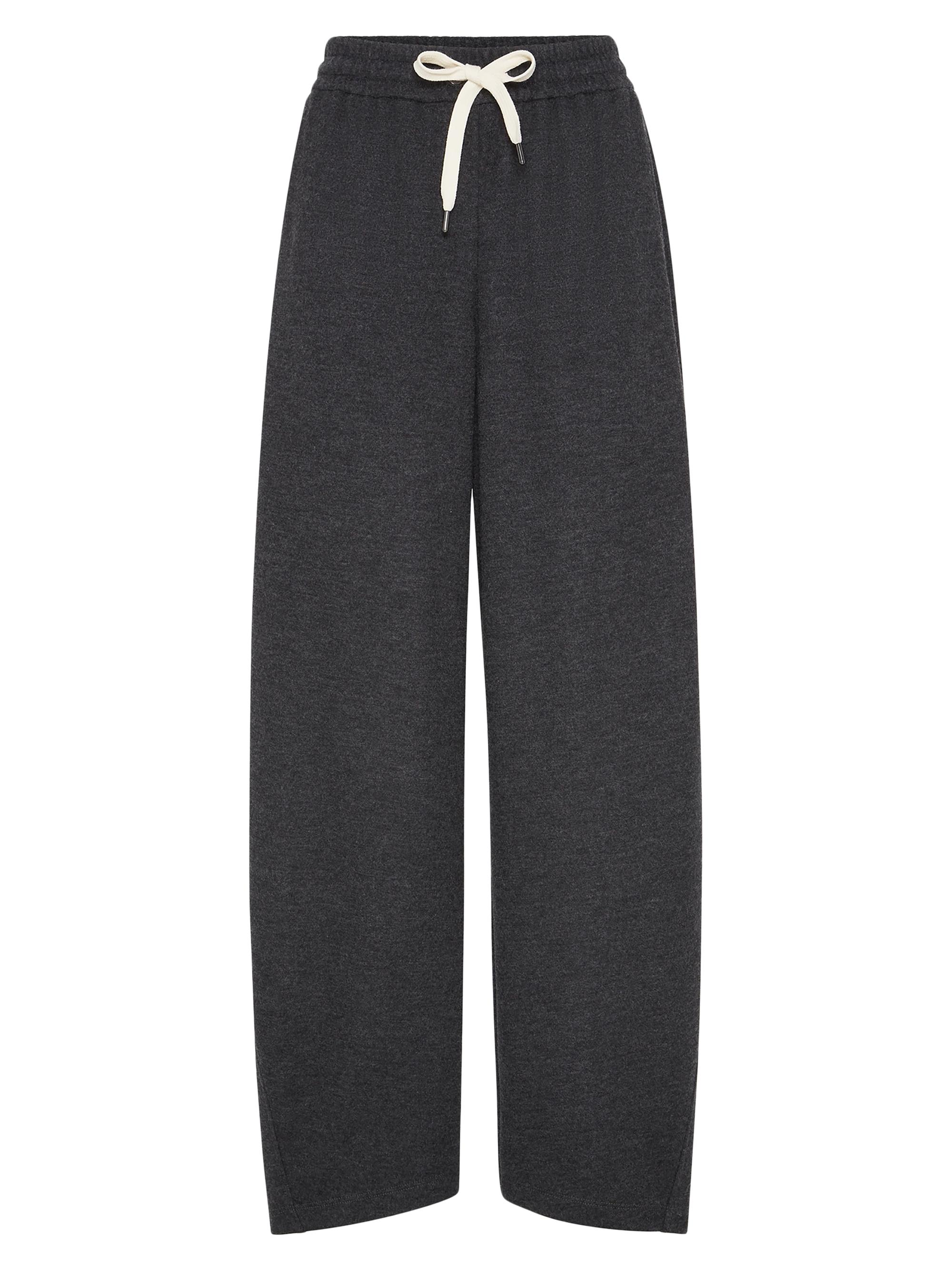 Brunello Cucinelli Women's Double Cashmere Jersey Track Trousers - Dark Grey