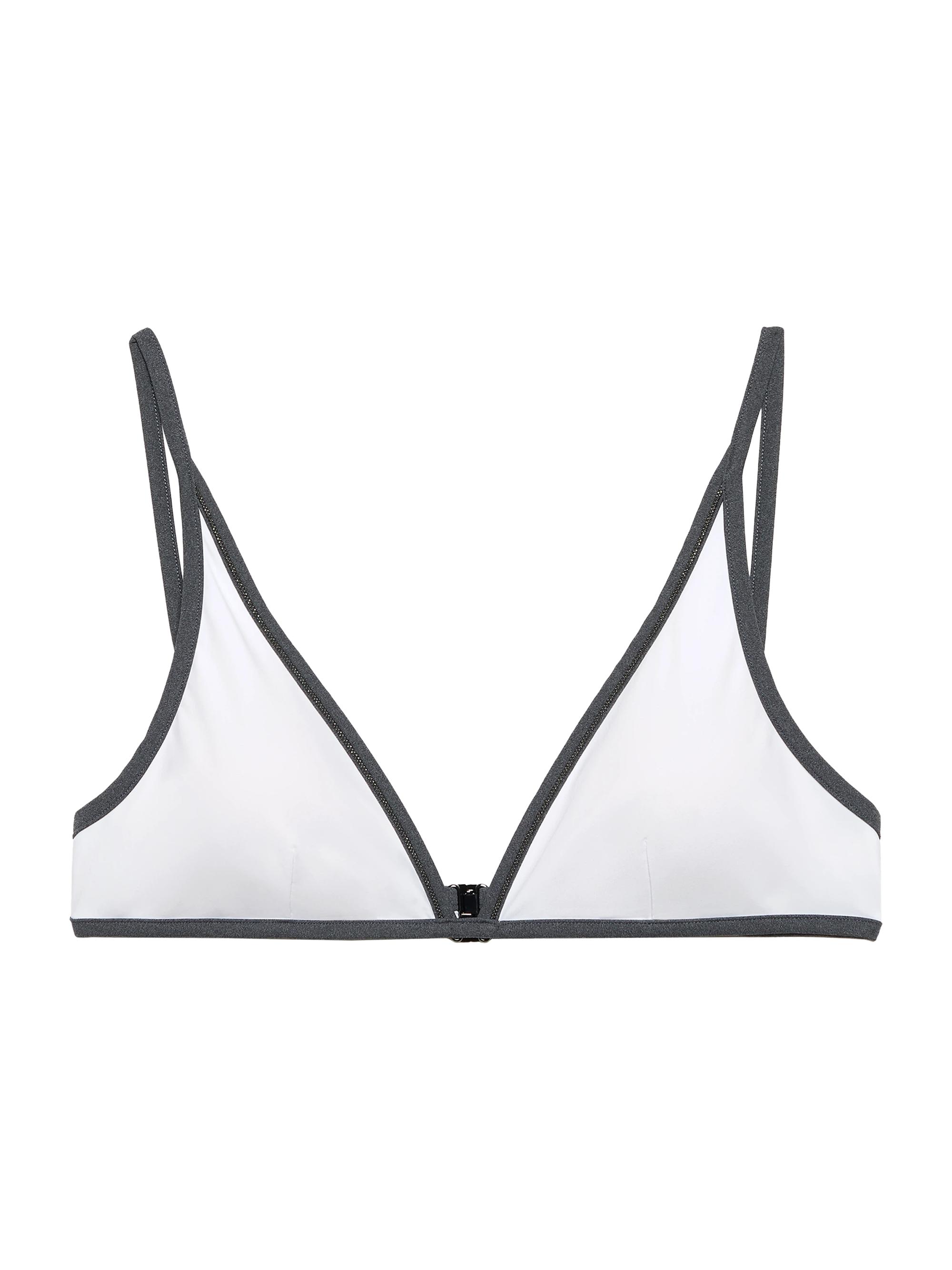 Brunello Cucinelli Women's Techno Jersey Bikini Top with Monili - White