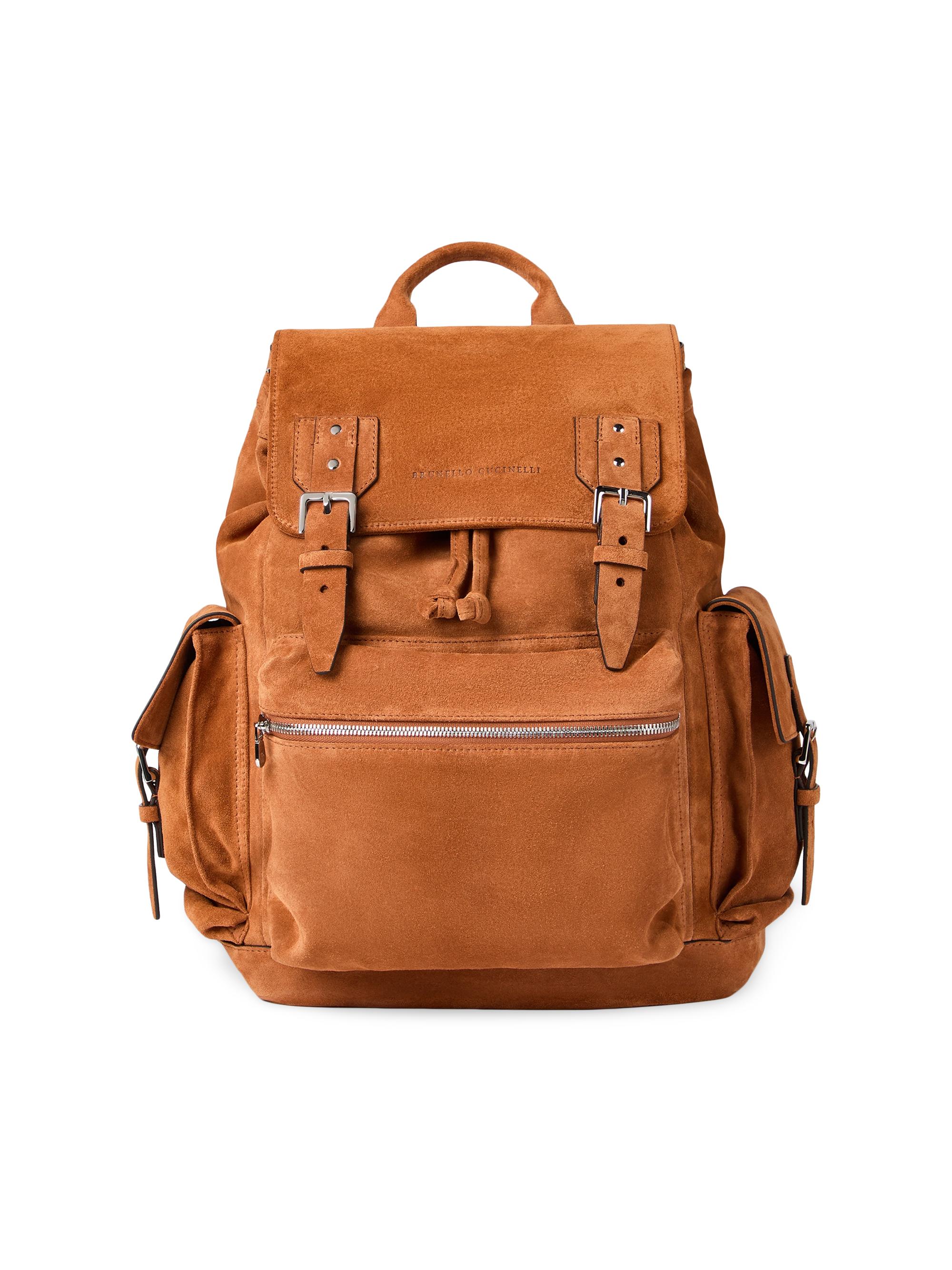 Brunello Cucinelli Men's Suede City Backpack - Cognac