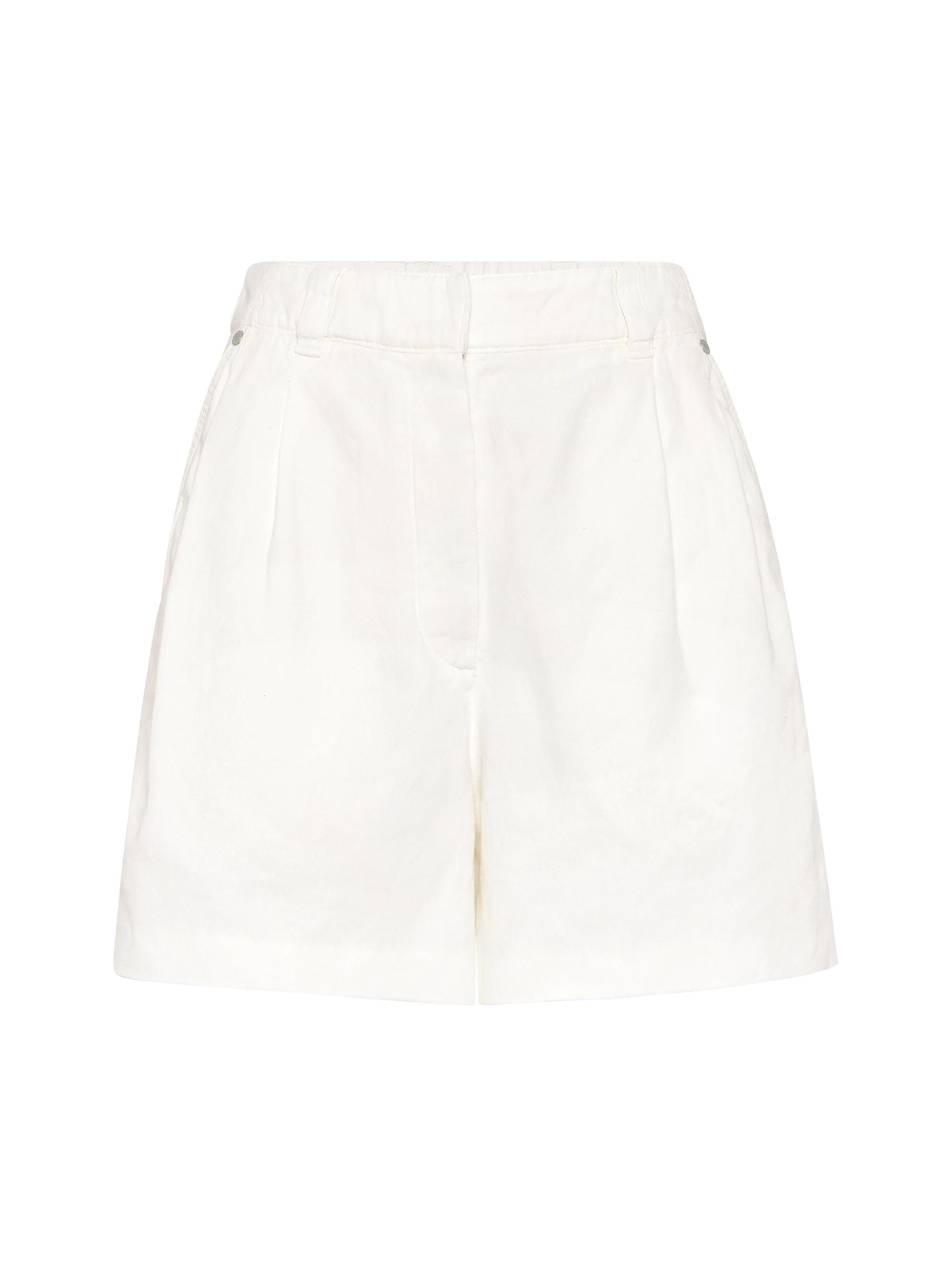 Brunello Cucinelli Women's Garment Dyed Cotton and Linen Cover Baggy Shorts - White