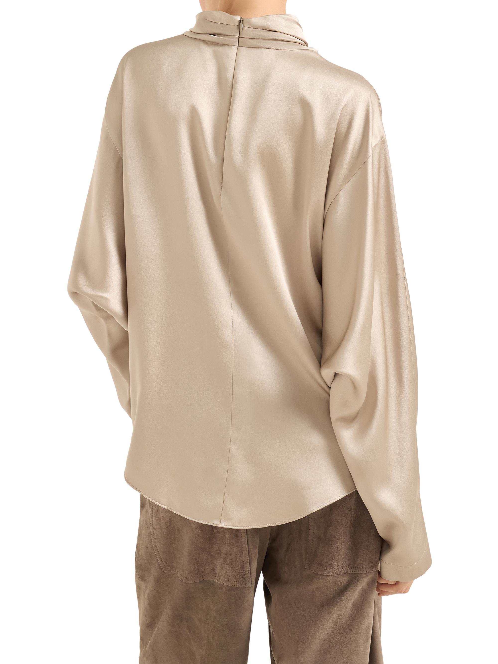 Brunello Cucinelli Double Silk Satin High Neck Blouse | Saks Fifth