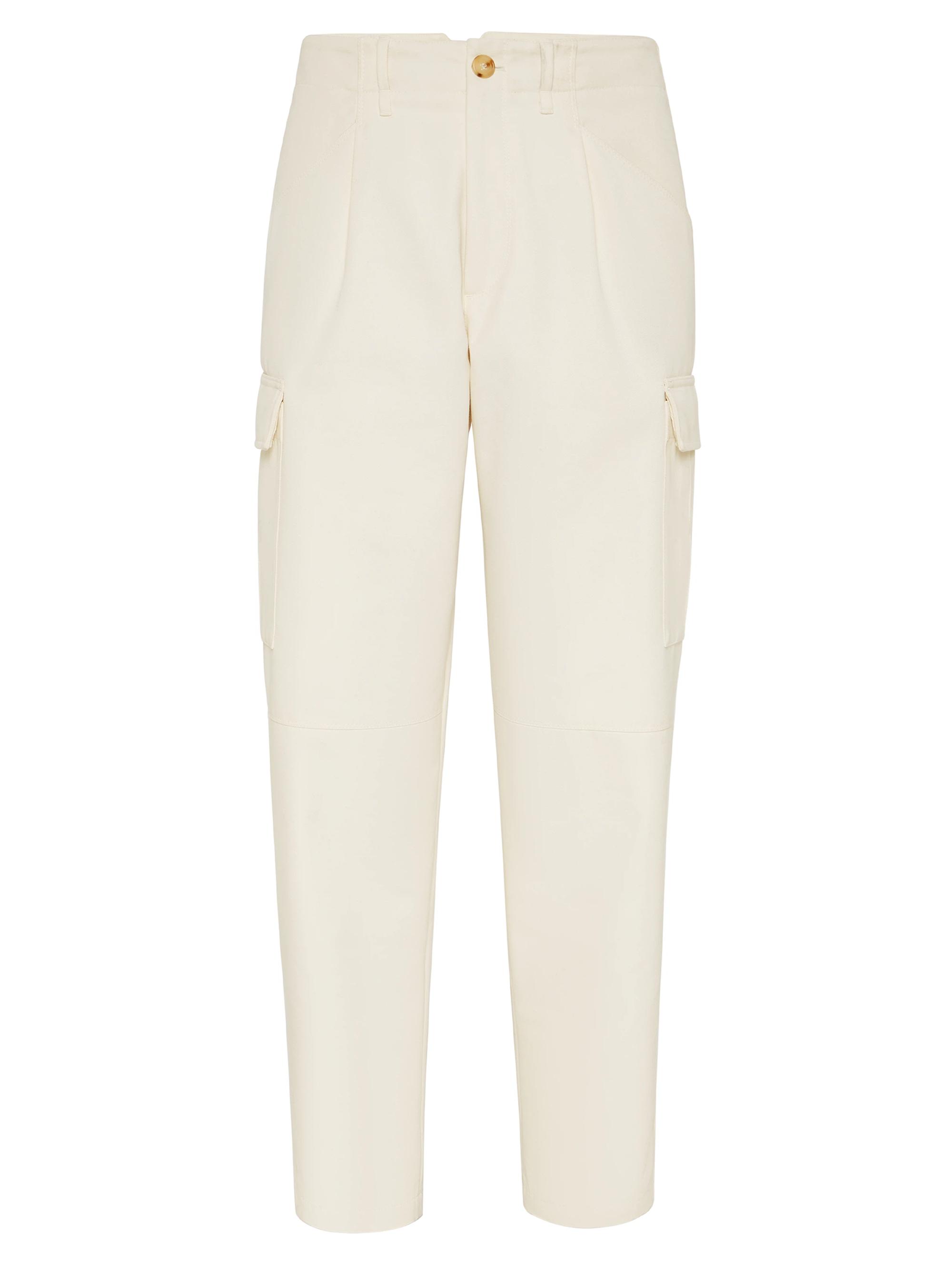 Brunello Cucinelli Men's Cotton Blend Gabardine Leisure Fit Trousers with Cargo Pockets - Panama