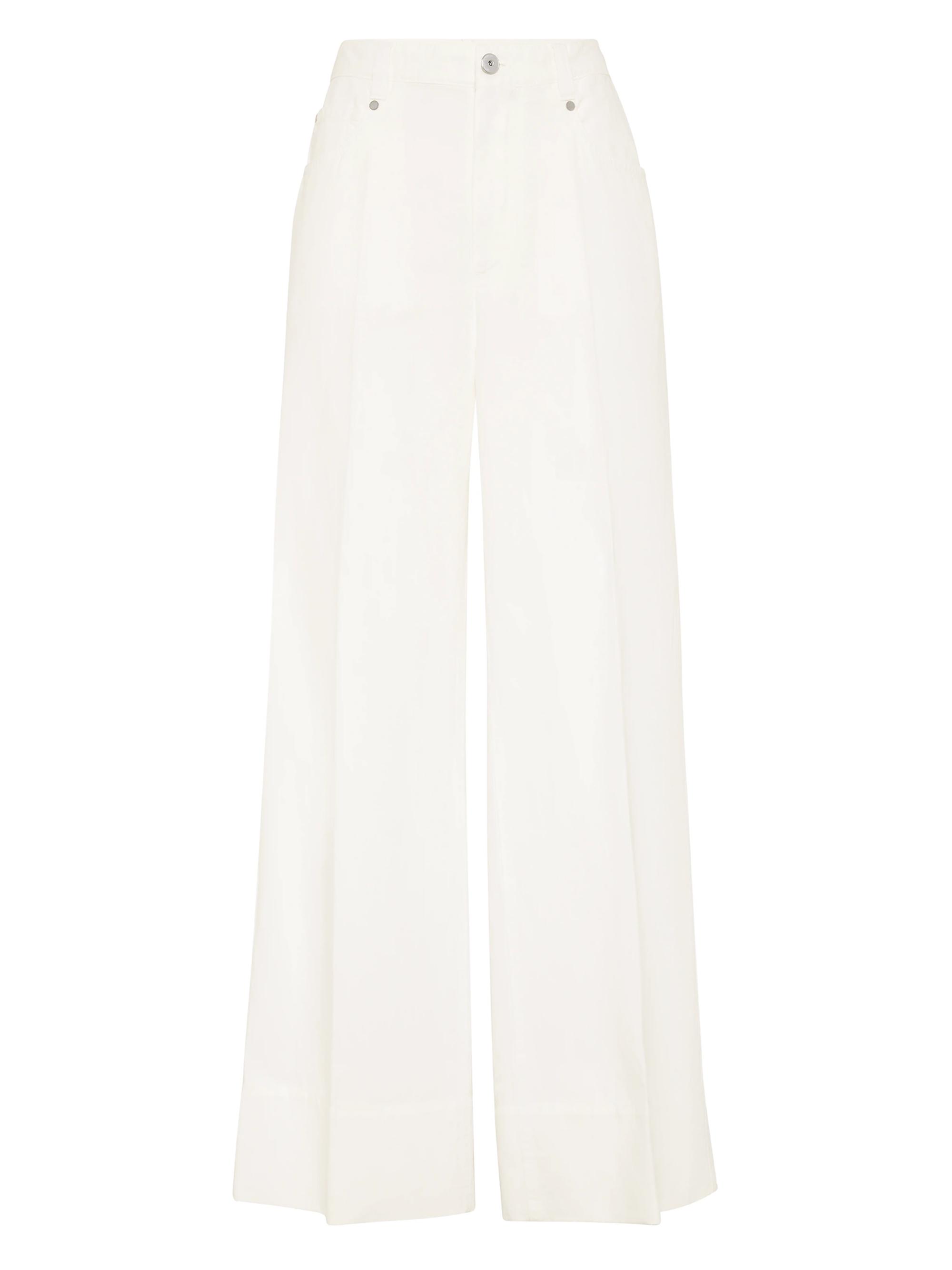 Brunello Cucinelli Women's Garment Dyed Cotton and Linen Cover Loose Trousers with Monili - Panama