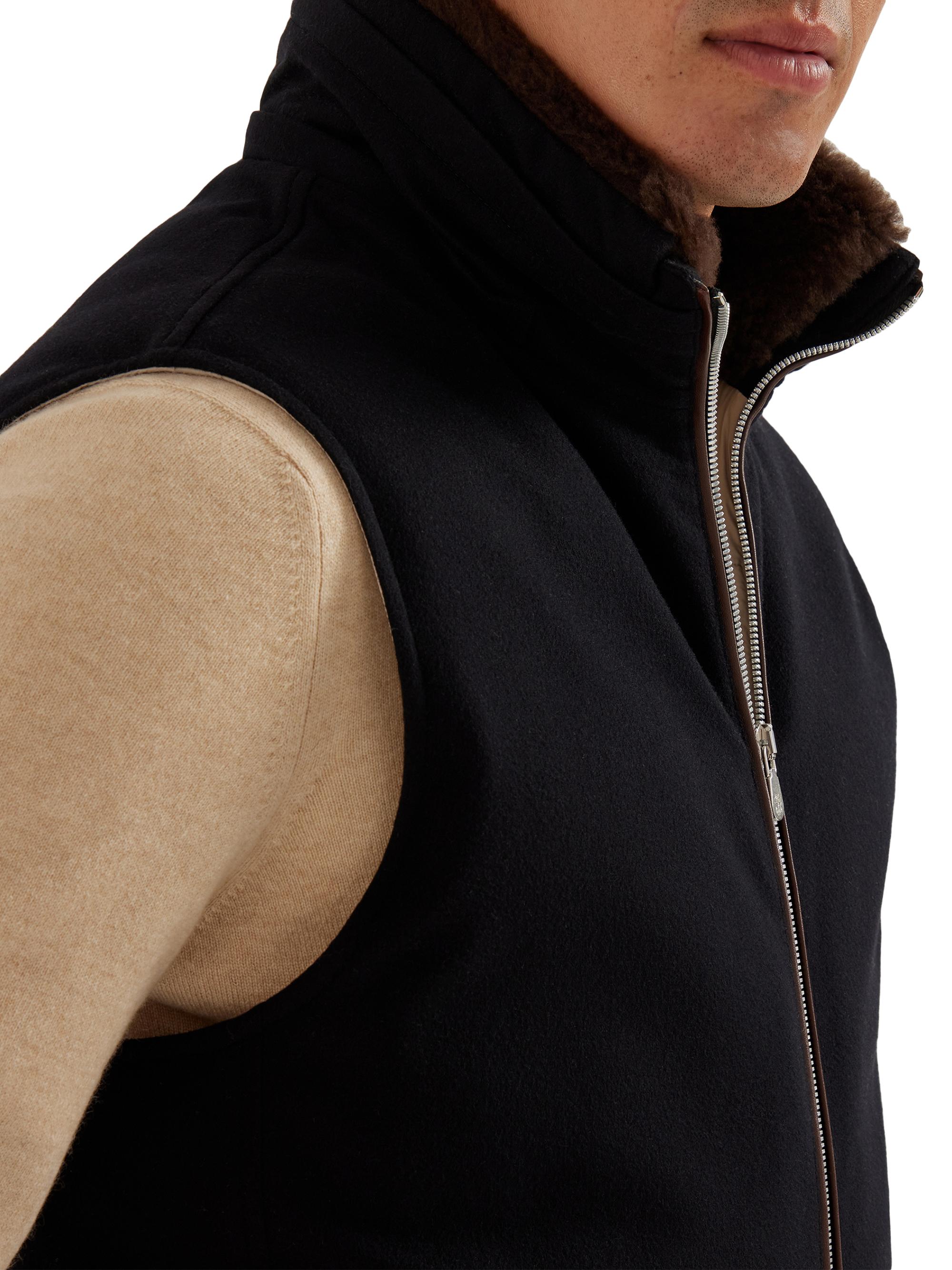 Brunello Cucinelli Bonded Wool Flannel Hooded Down Vest with