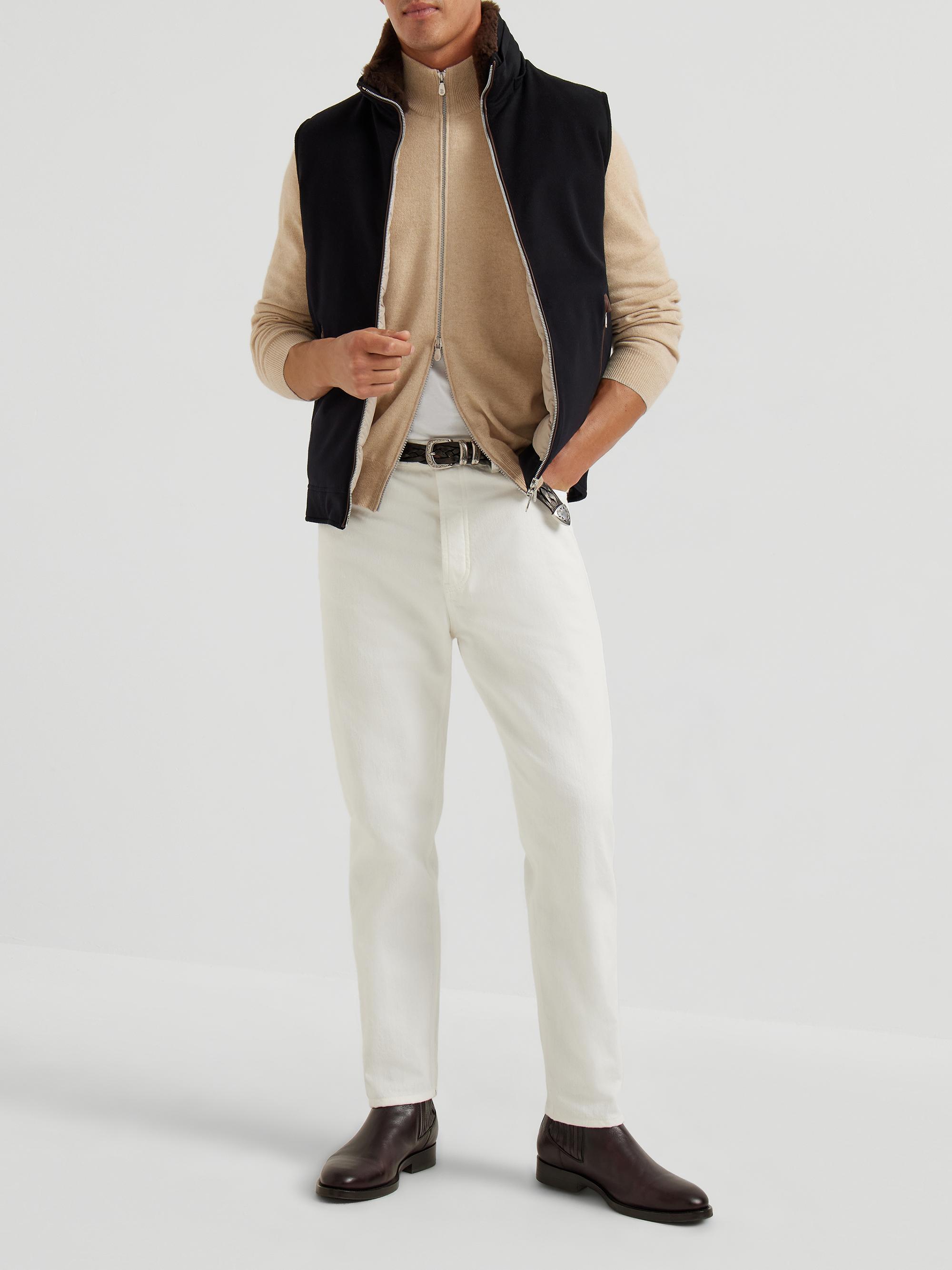 Brunello Cucinelli Bonded Wool Flannel Hooded Down Vest with