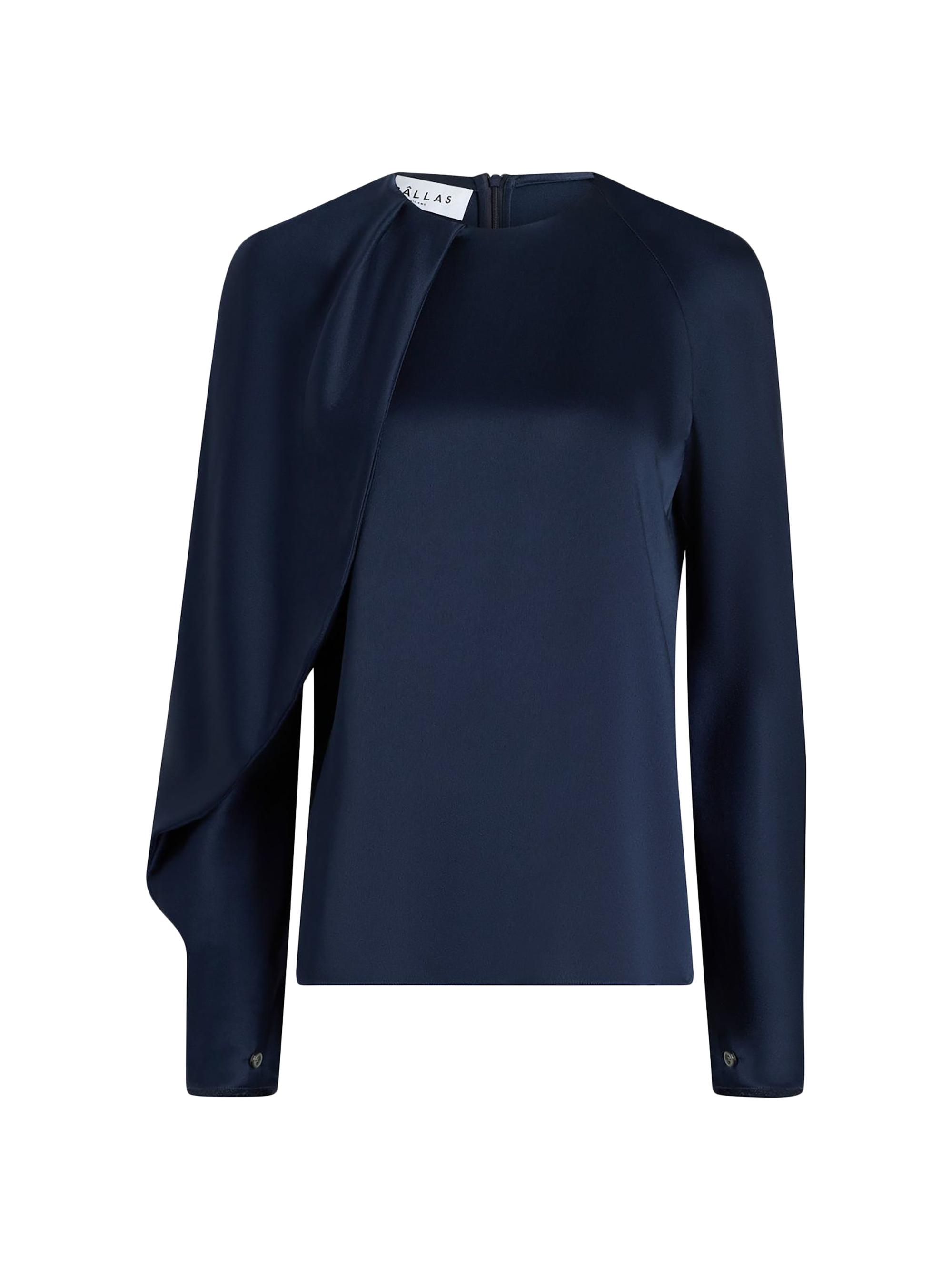 Callas Milano Women's Bliss Drape-Sleeve Blouse - Navy