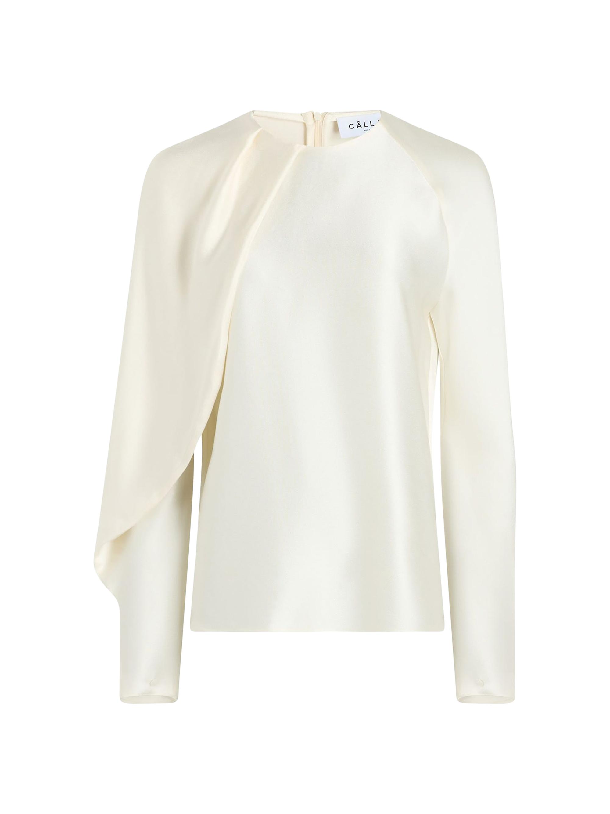 Callas Milano Women's Bliss Drape-Sleeve Blouse - Parchment - Women's Clothing
