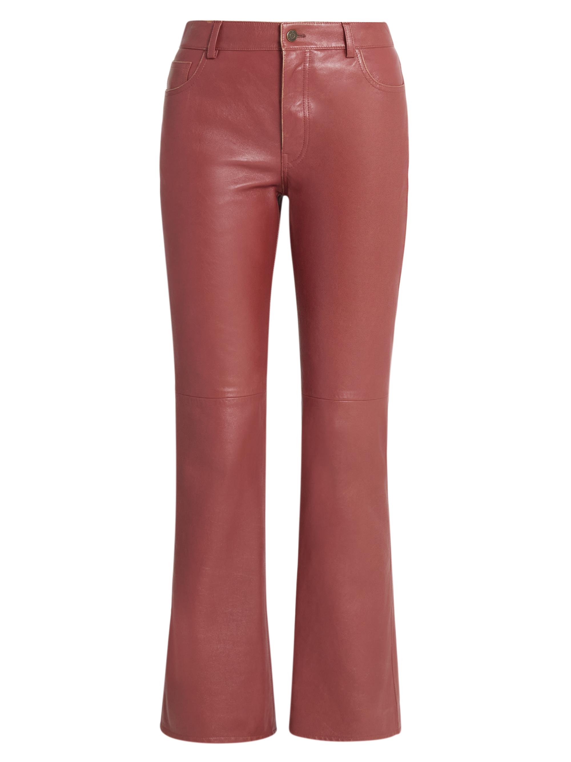 Mid-Rise Leather Flare Pants
