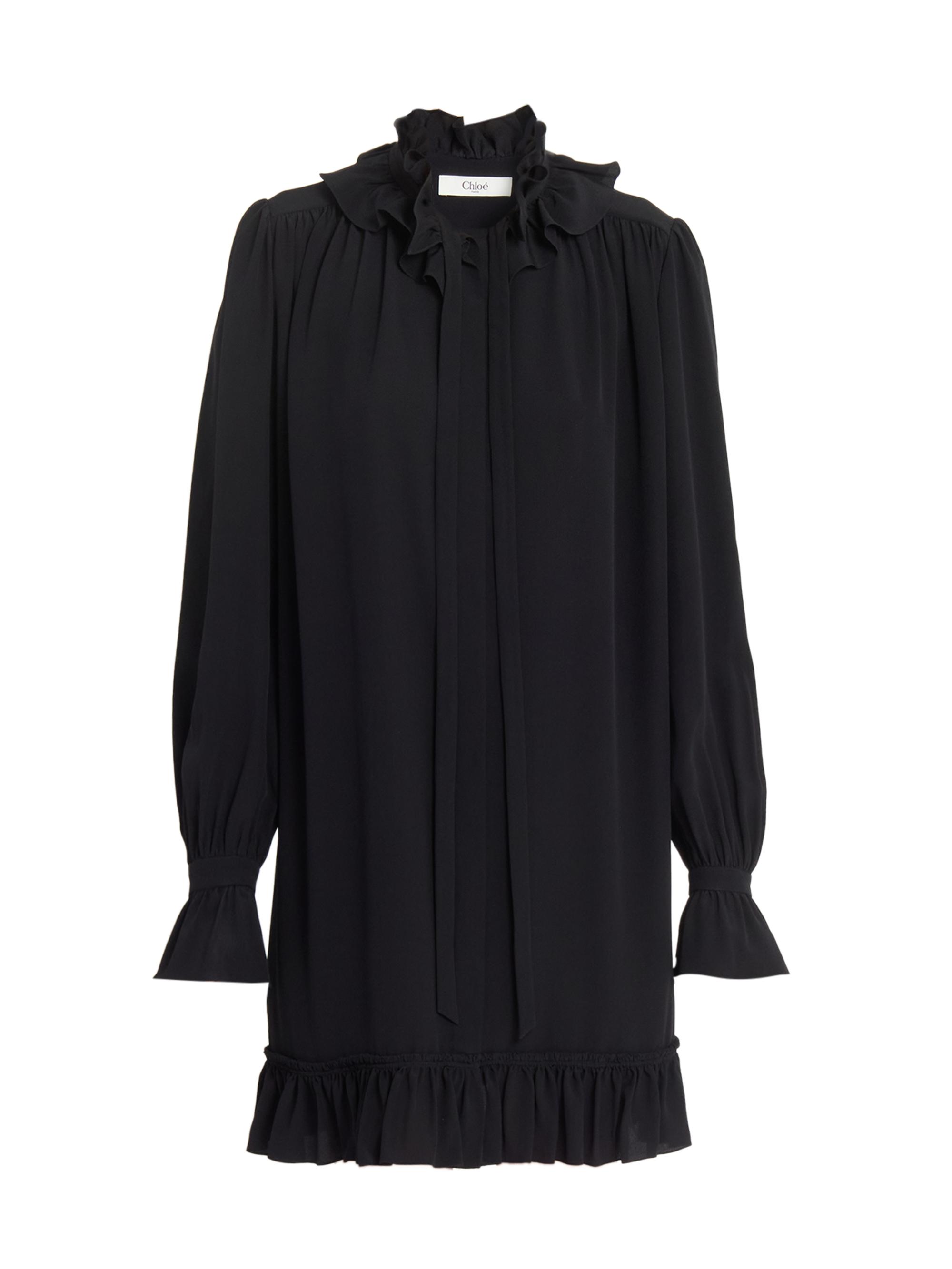 Chloé Women's Ruffle Silk Crepe Minidress - Black