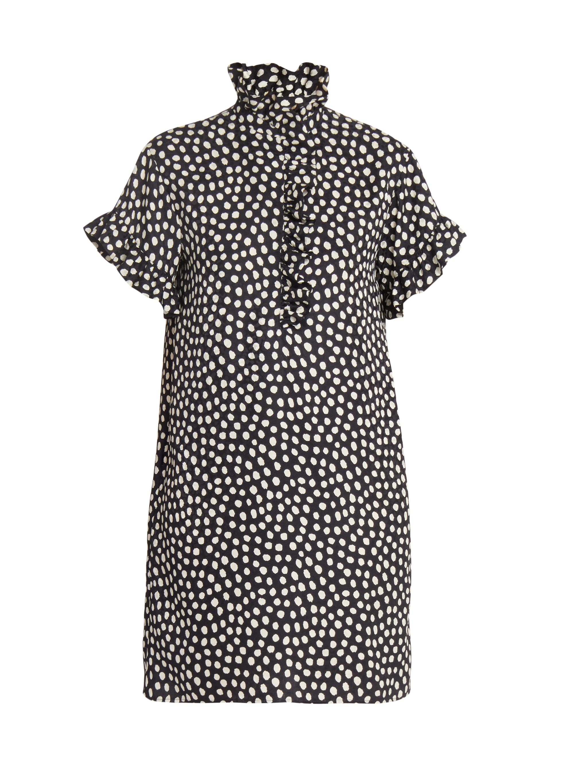 Chloé Women's Dot Ruffle Silk Minidress - Beige Black