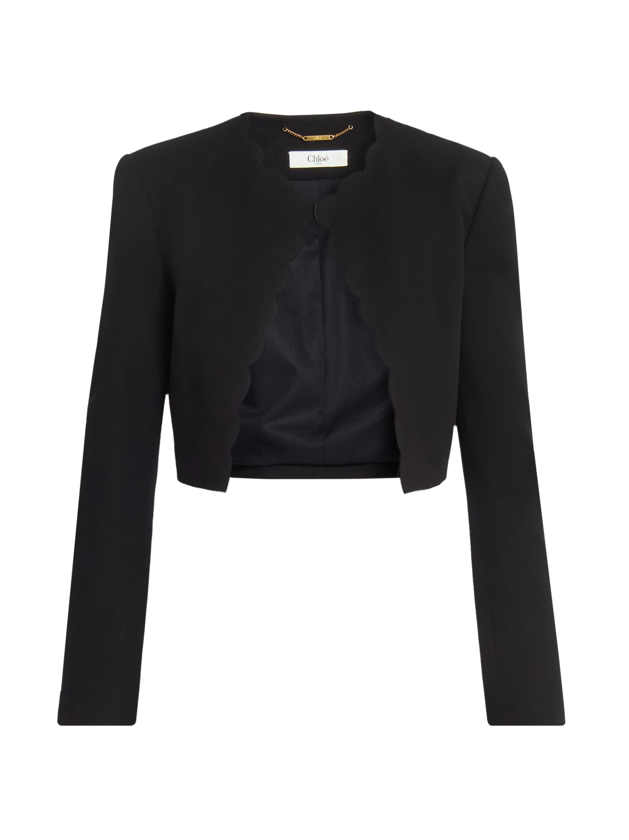 Chloé Women's Scalloped Stretch-Cotton Blazer - Black
