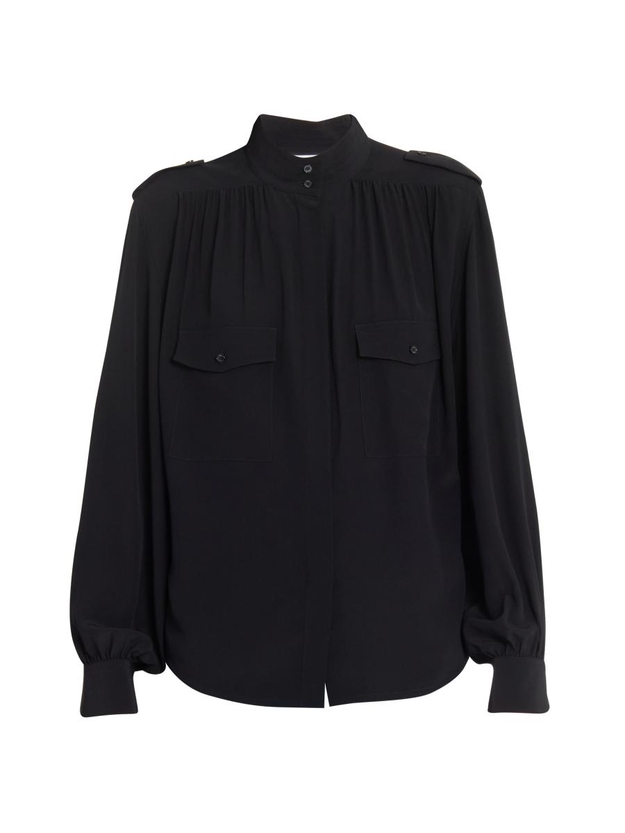 Chloé Women's Shirred Yoke Silk Blouse In Black