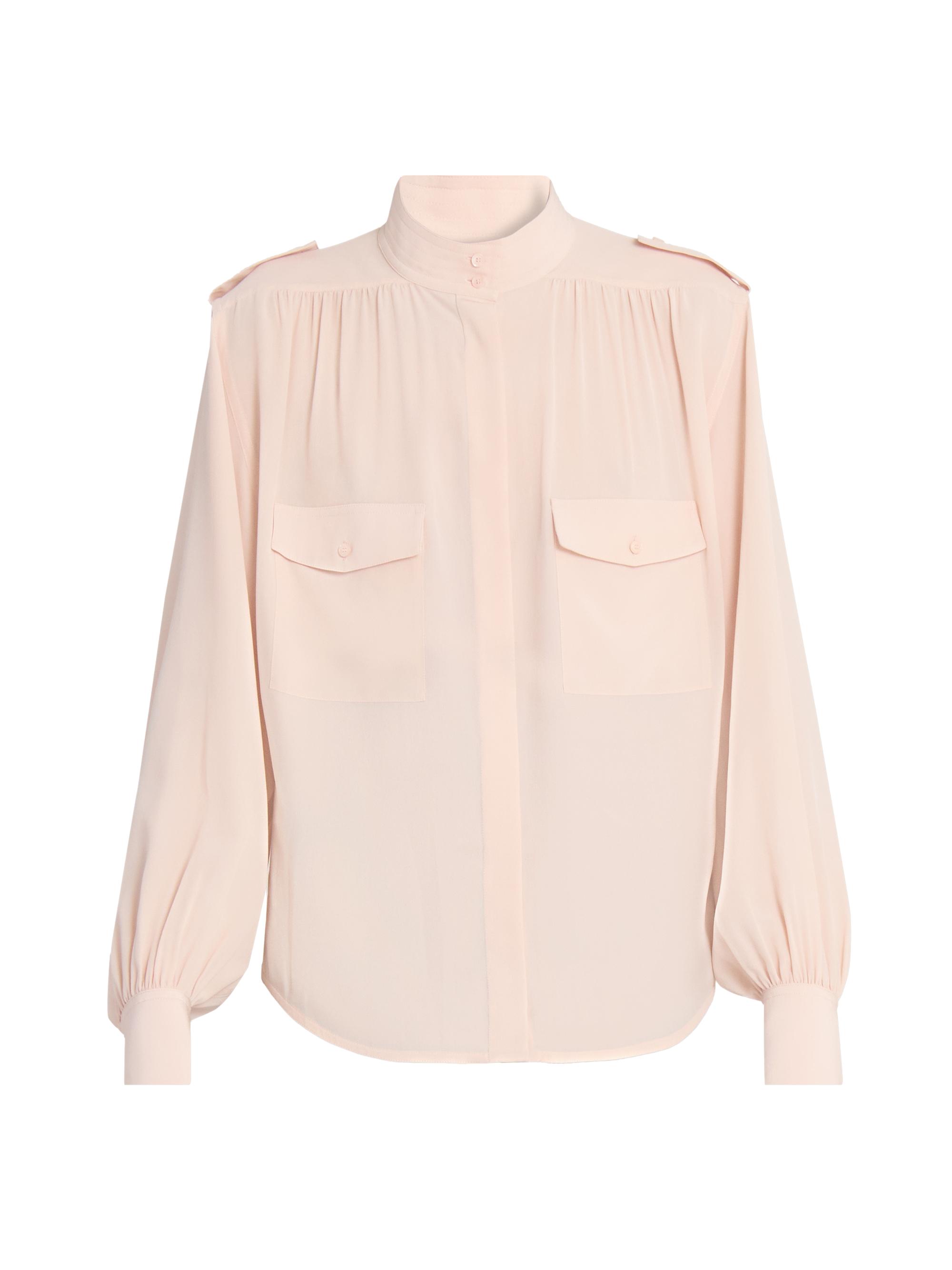 Chloé Women's Shirred Yoke Silk Blouse - Delicate Pink