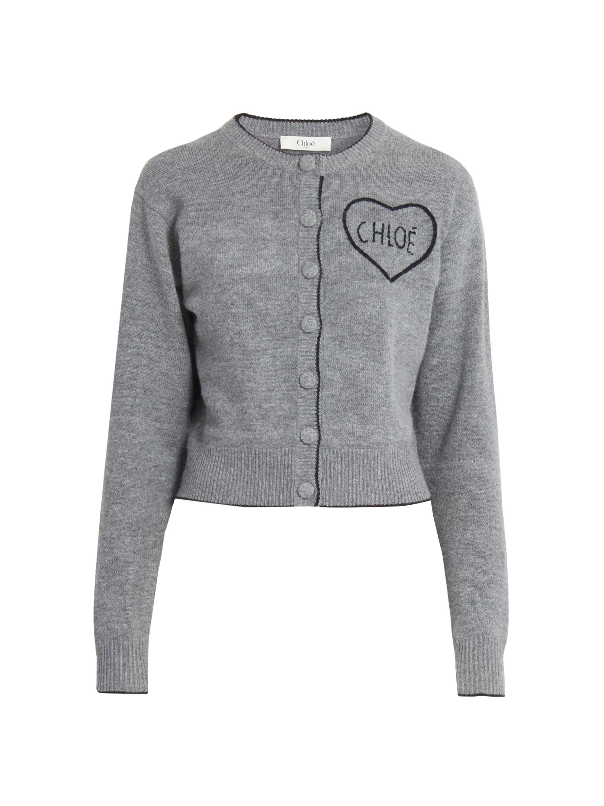 Chloé Heart Logo Wool-Cashmere Cardigan | Saks Fifth Avenue