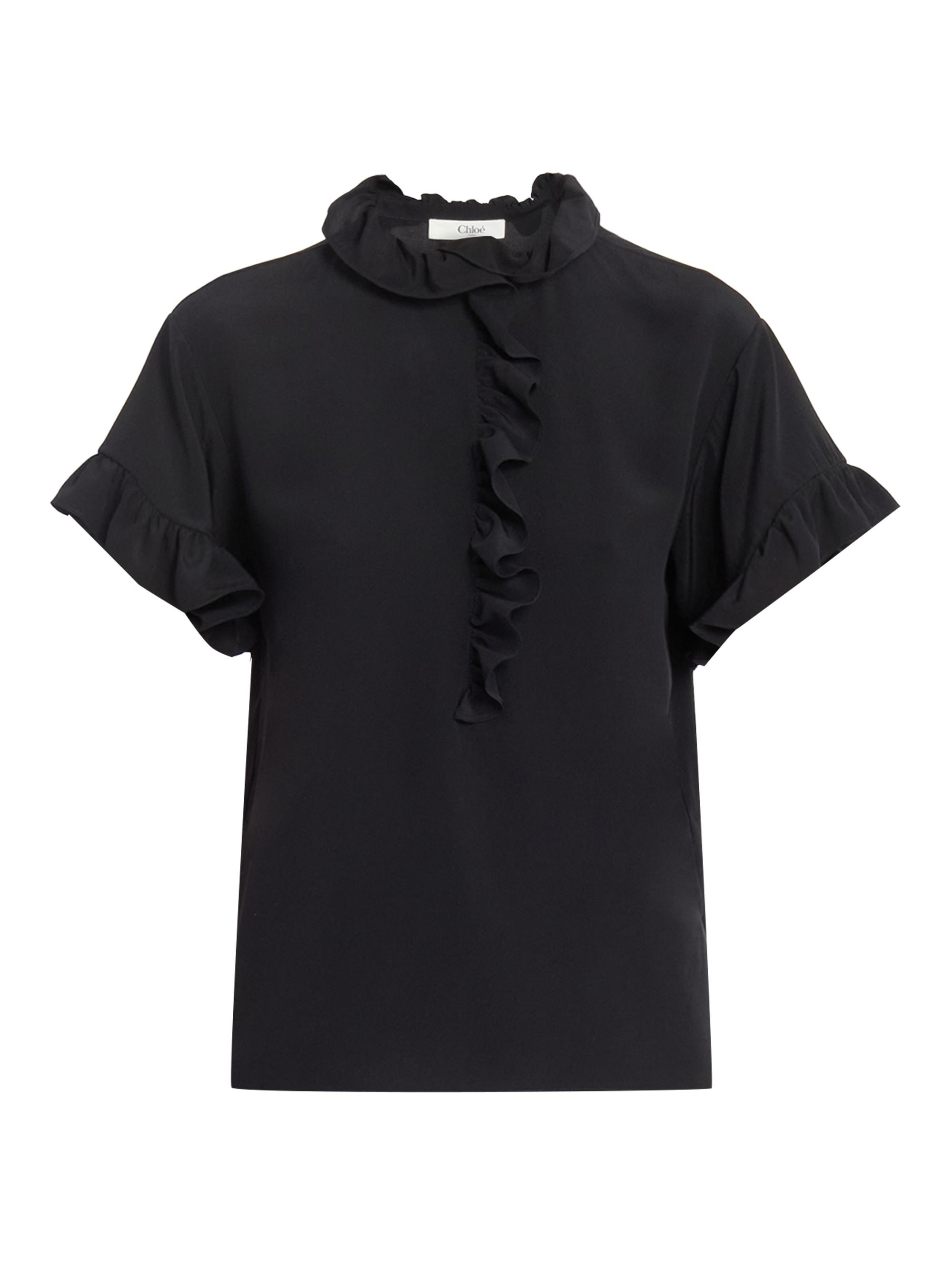 Chloé Women's Ruffled Silk Blouse - Black