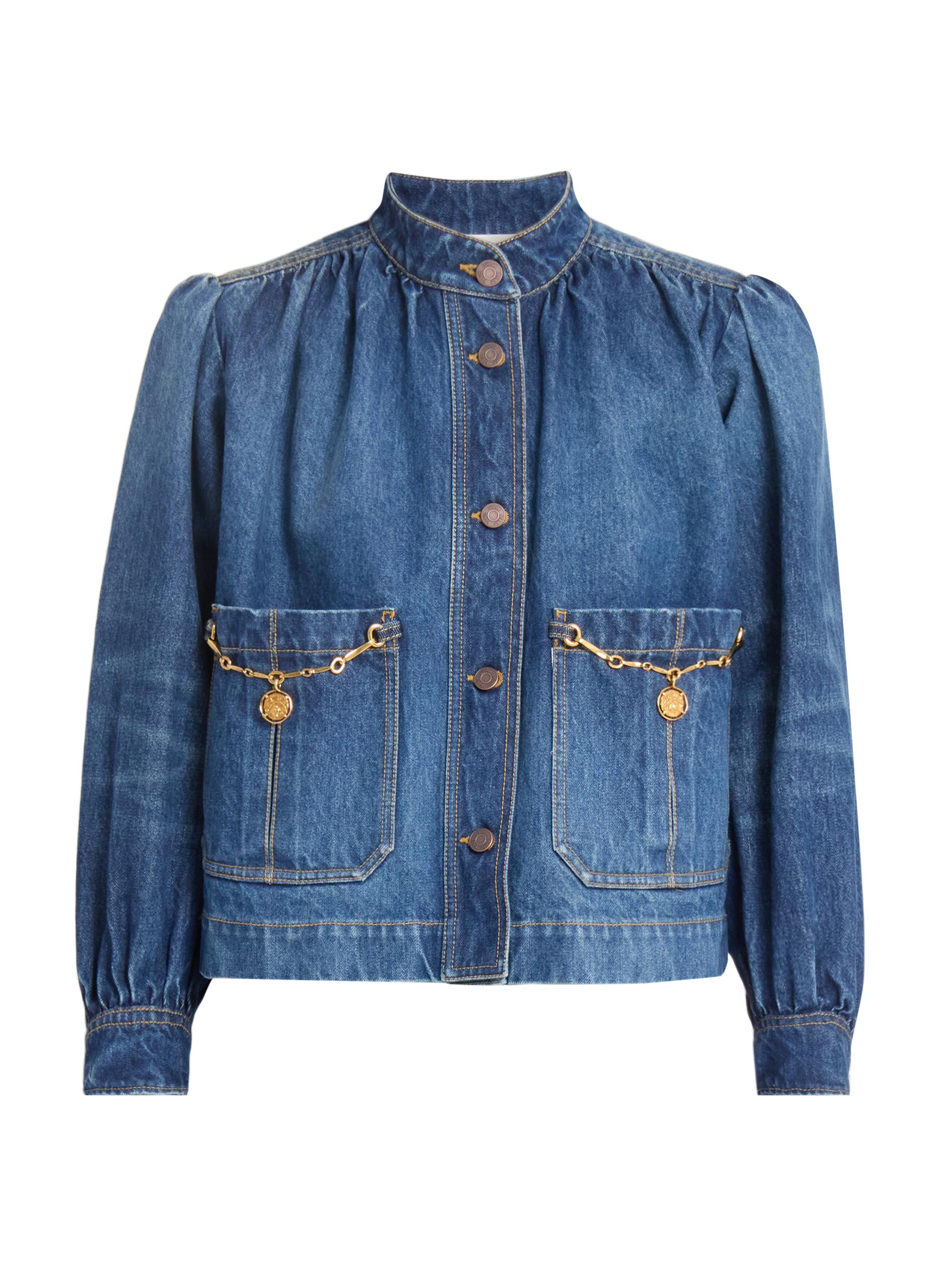 Chloé Women's Chain Denim Shirred Jacket - Faded Indigo