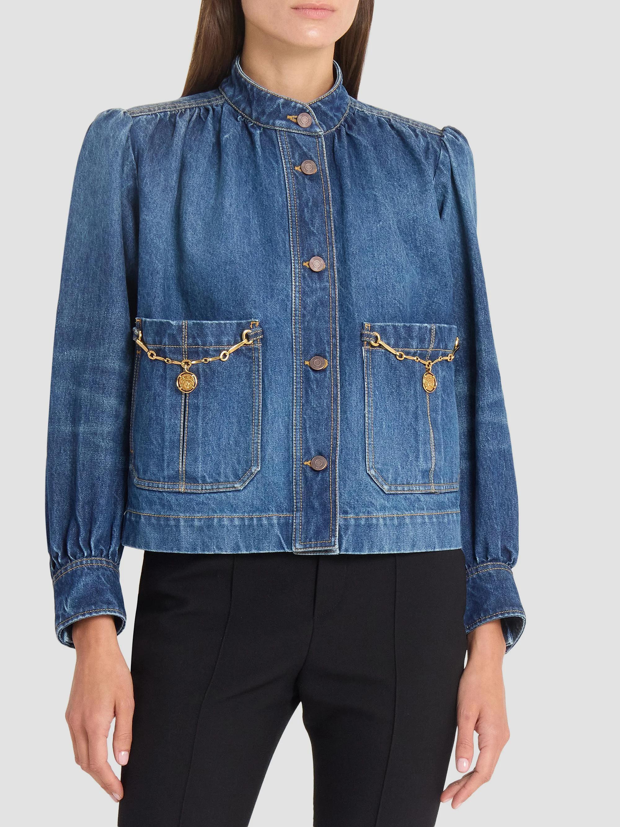 Chloé Chain Denim Shirred Jacket | Saks Fifth Avenue