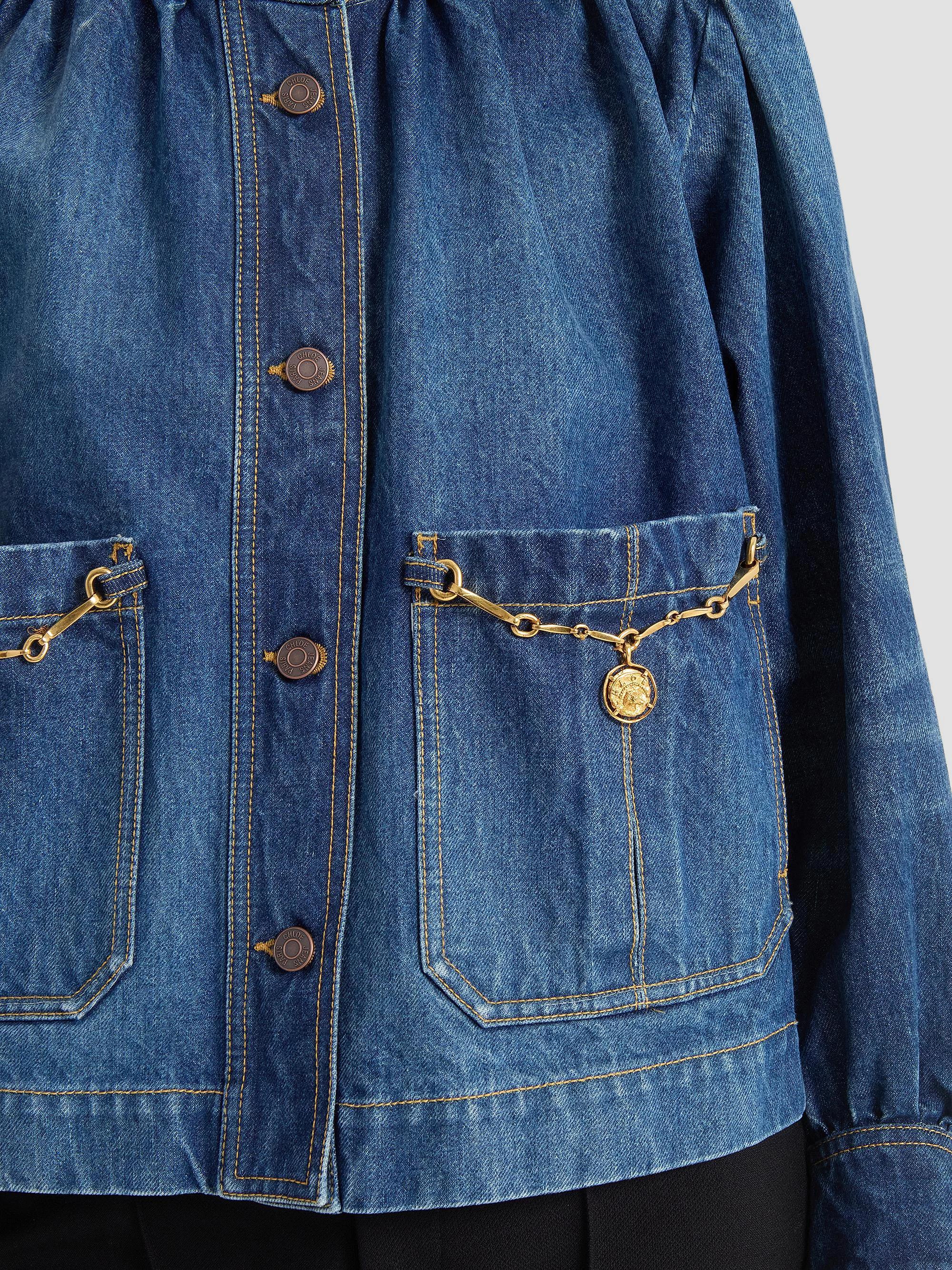 Chloé Chain Denim Shirred Jacket | Saks Fifth Avenue