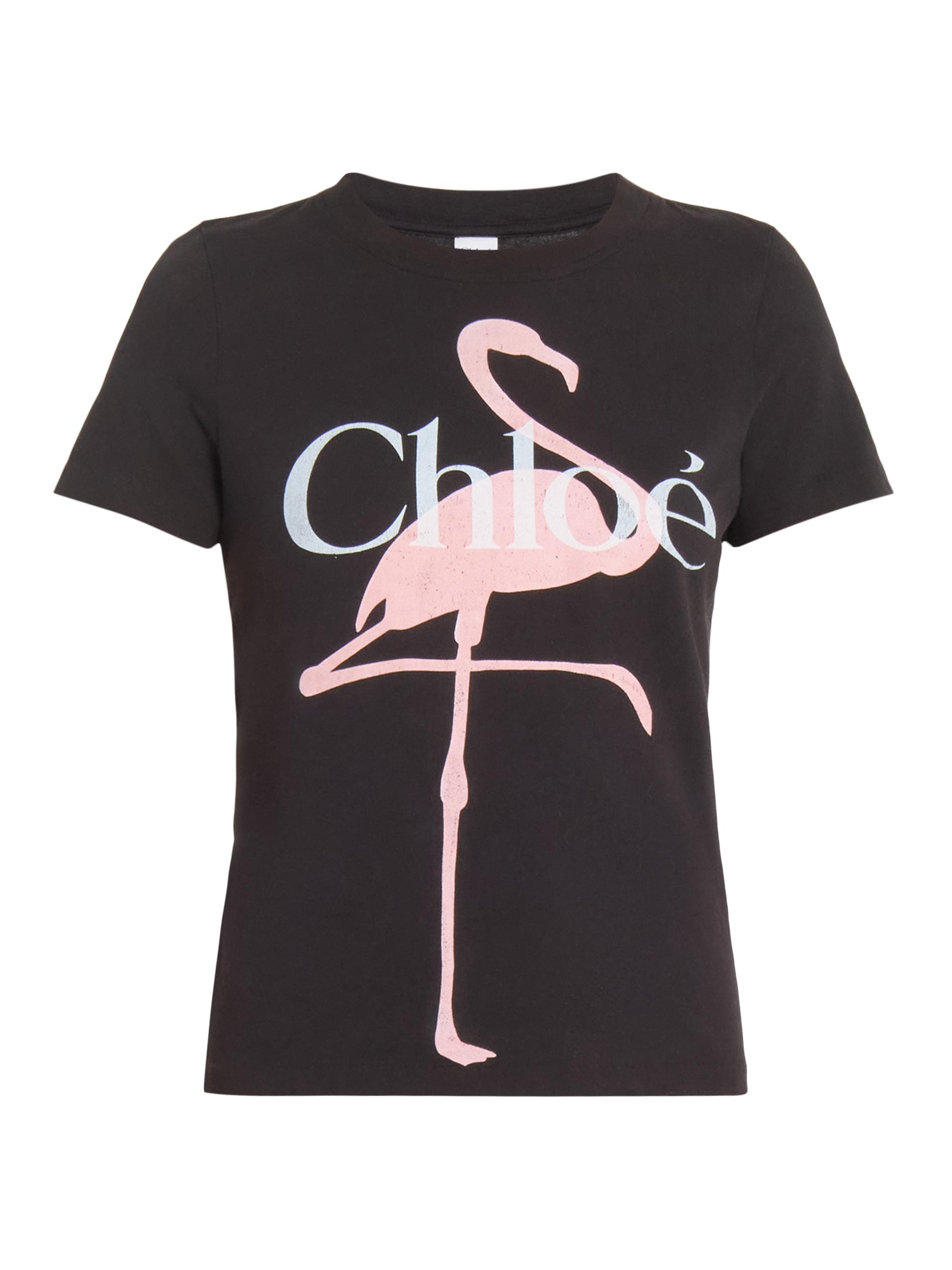 Chloé Women's Flamingo Logo Cotton T-Shirt - Ash Black