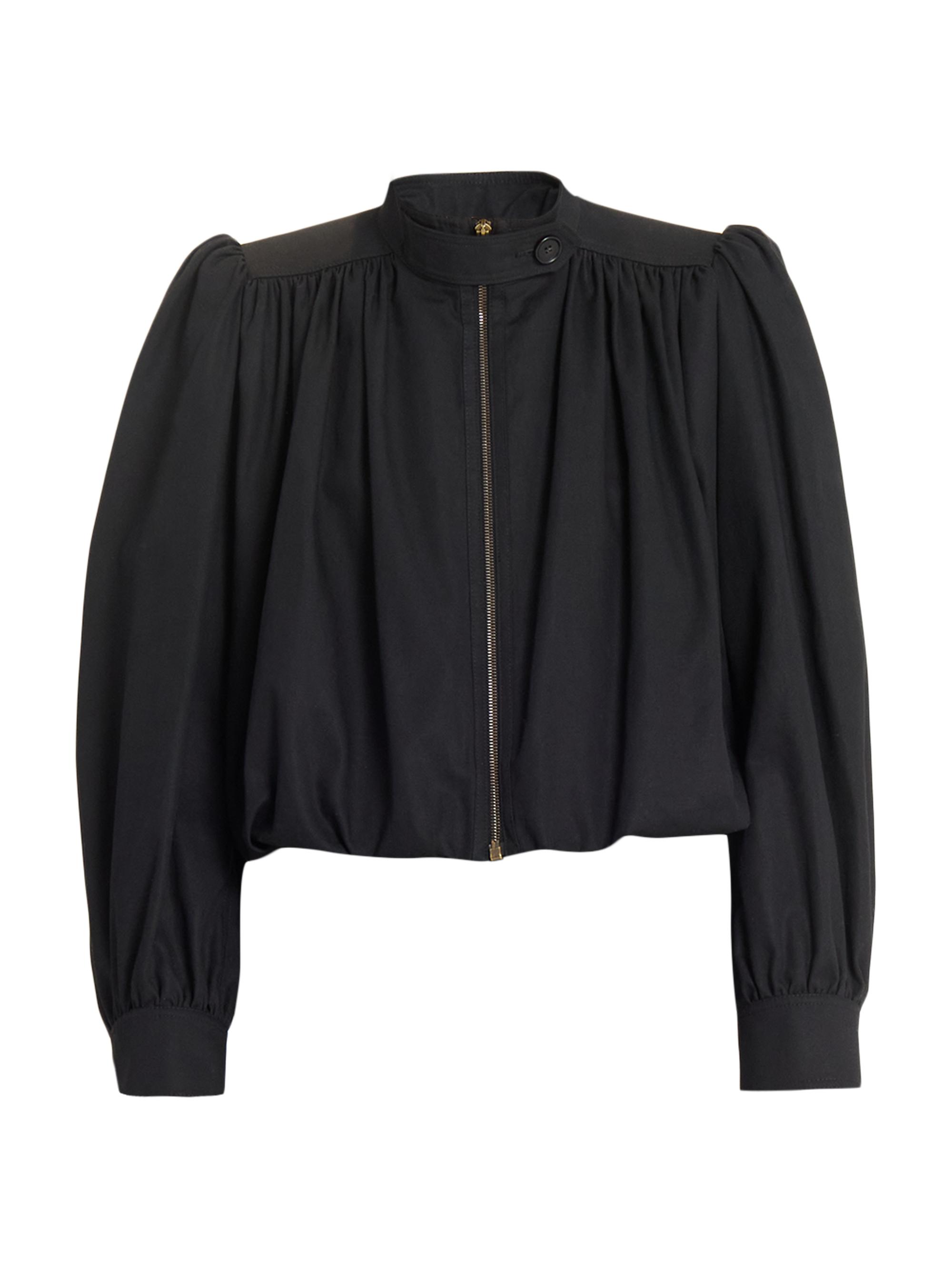 Chloé Women's Shirred Cotton Puff-Sleeve Jacket - Black