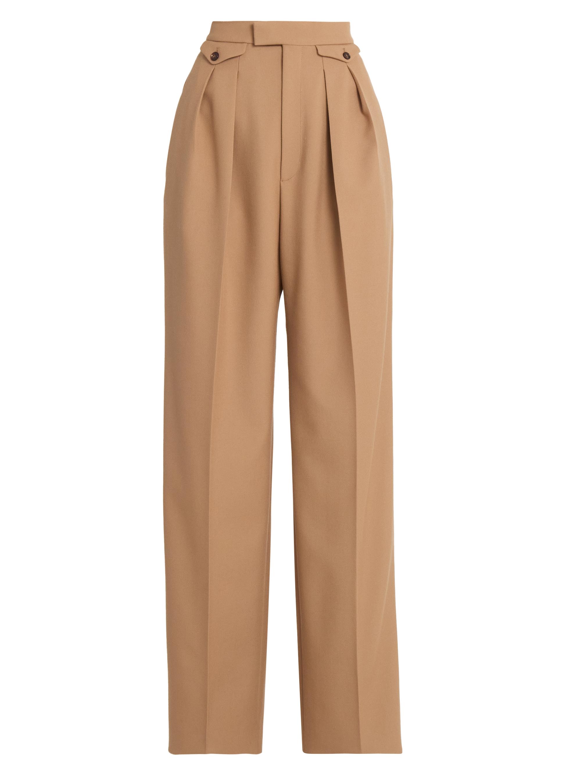 Chloé Women's Pleated Wool Trousers - Coconut Brown