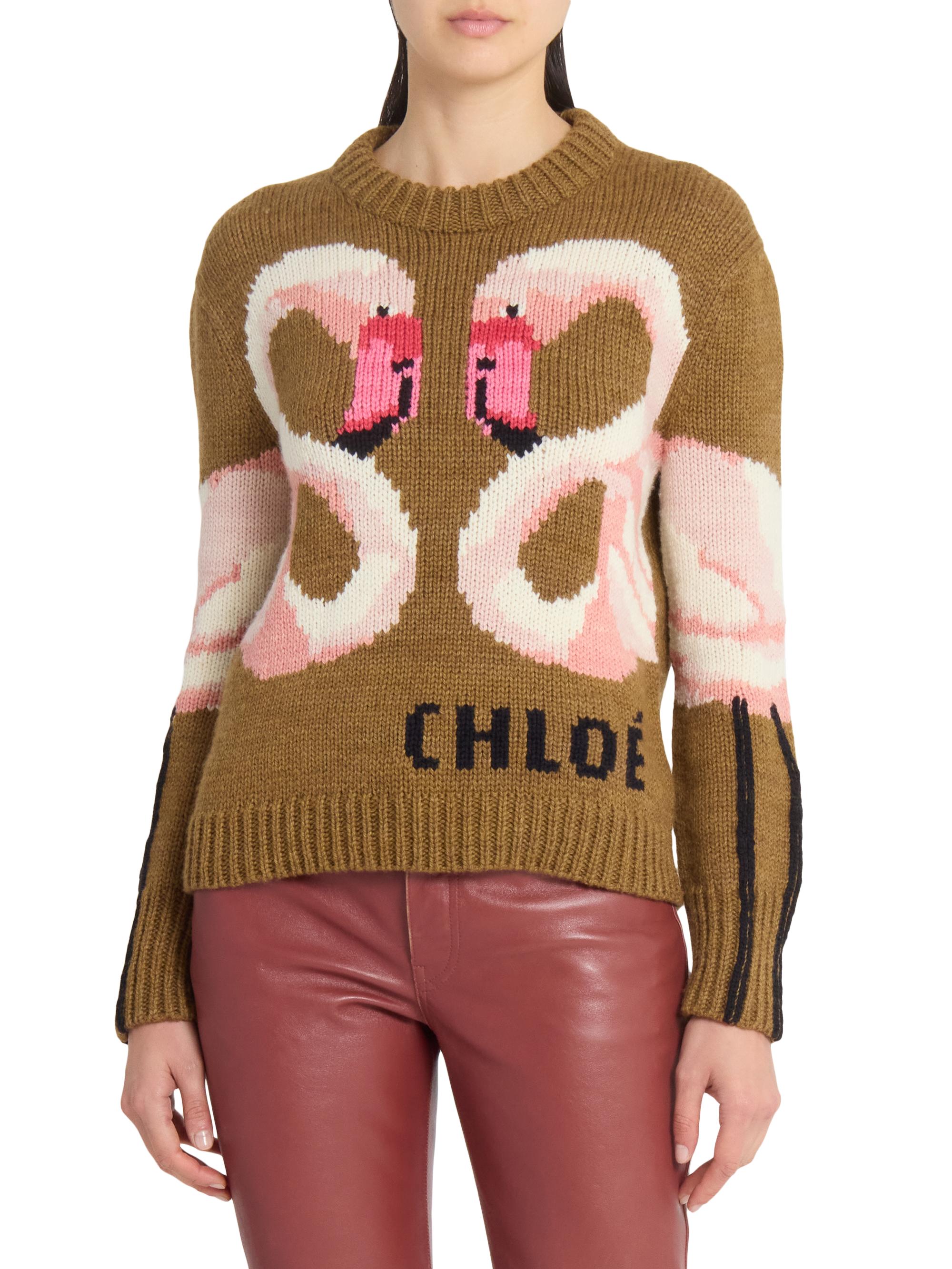Chloé Flamingo Logo Wool Sweater | Saks Fifth Avenue