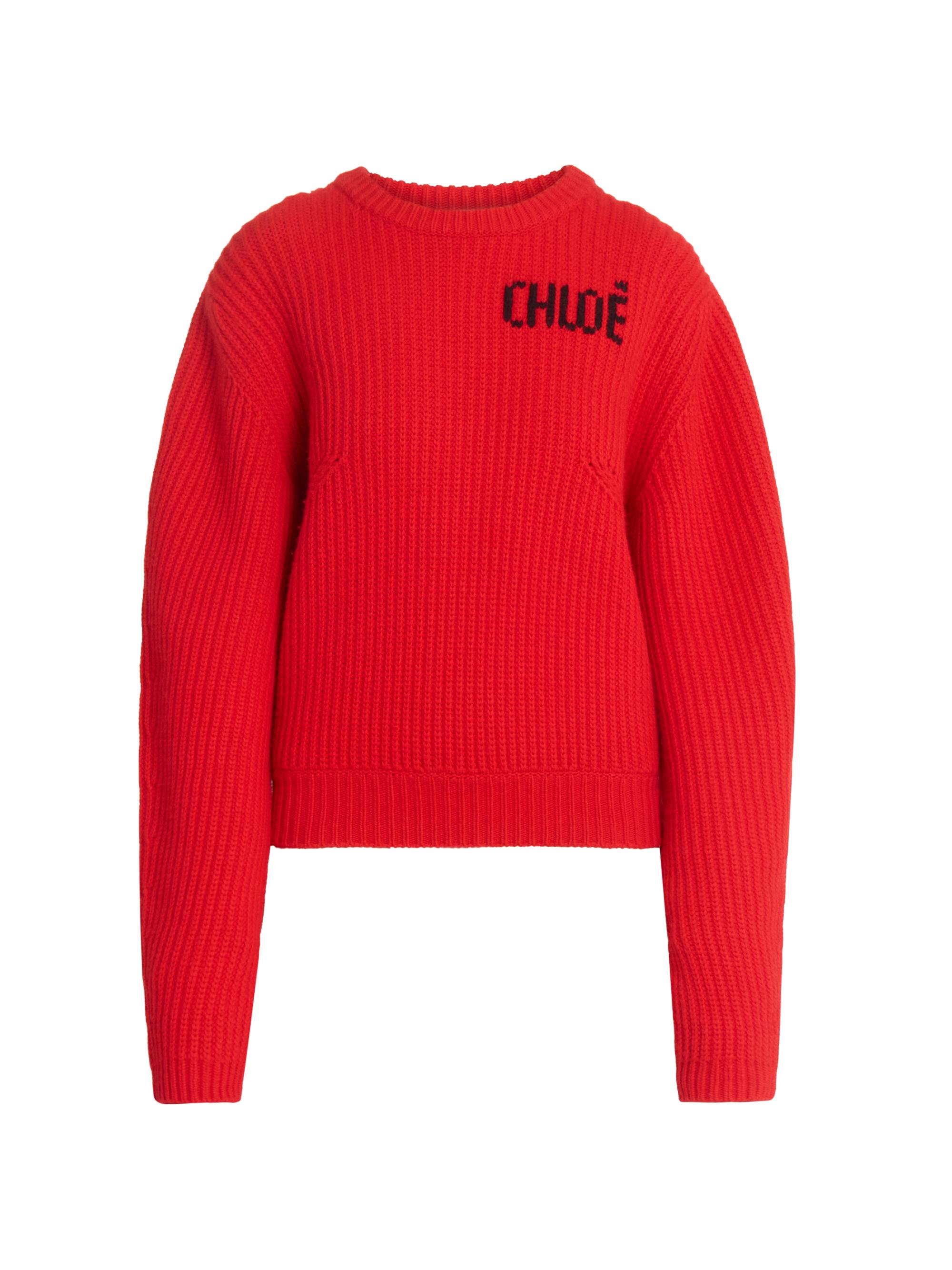 Chloé Women's Logo Wool-Cashmere Sweater - Joy Red