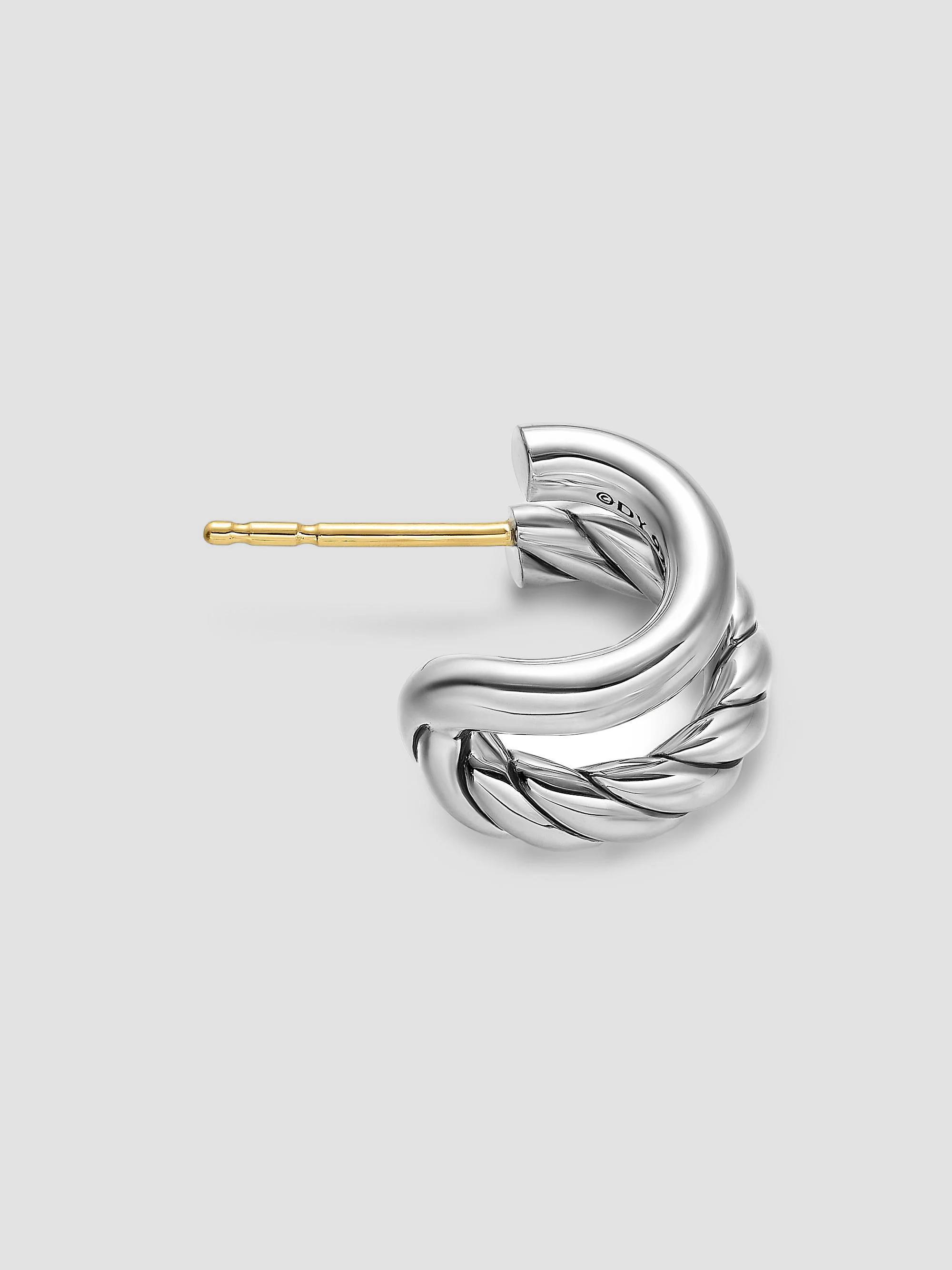 David Yurman Mercer Double Hoop Huggie Earrings in Sterling Silver