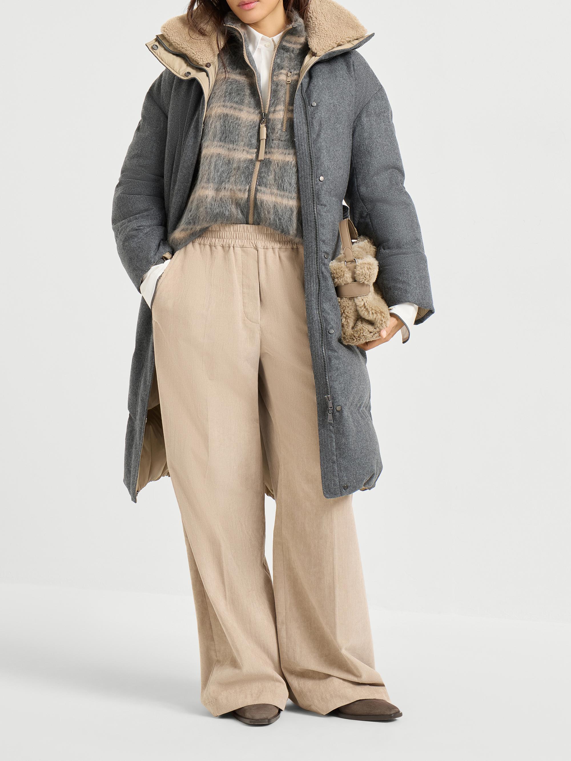 Brunello Cucinelli Virgin Wool Flannel Down Coat with Detachable