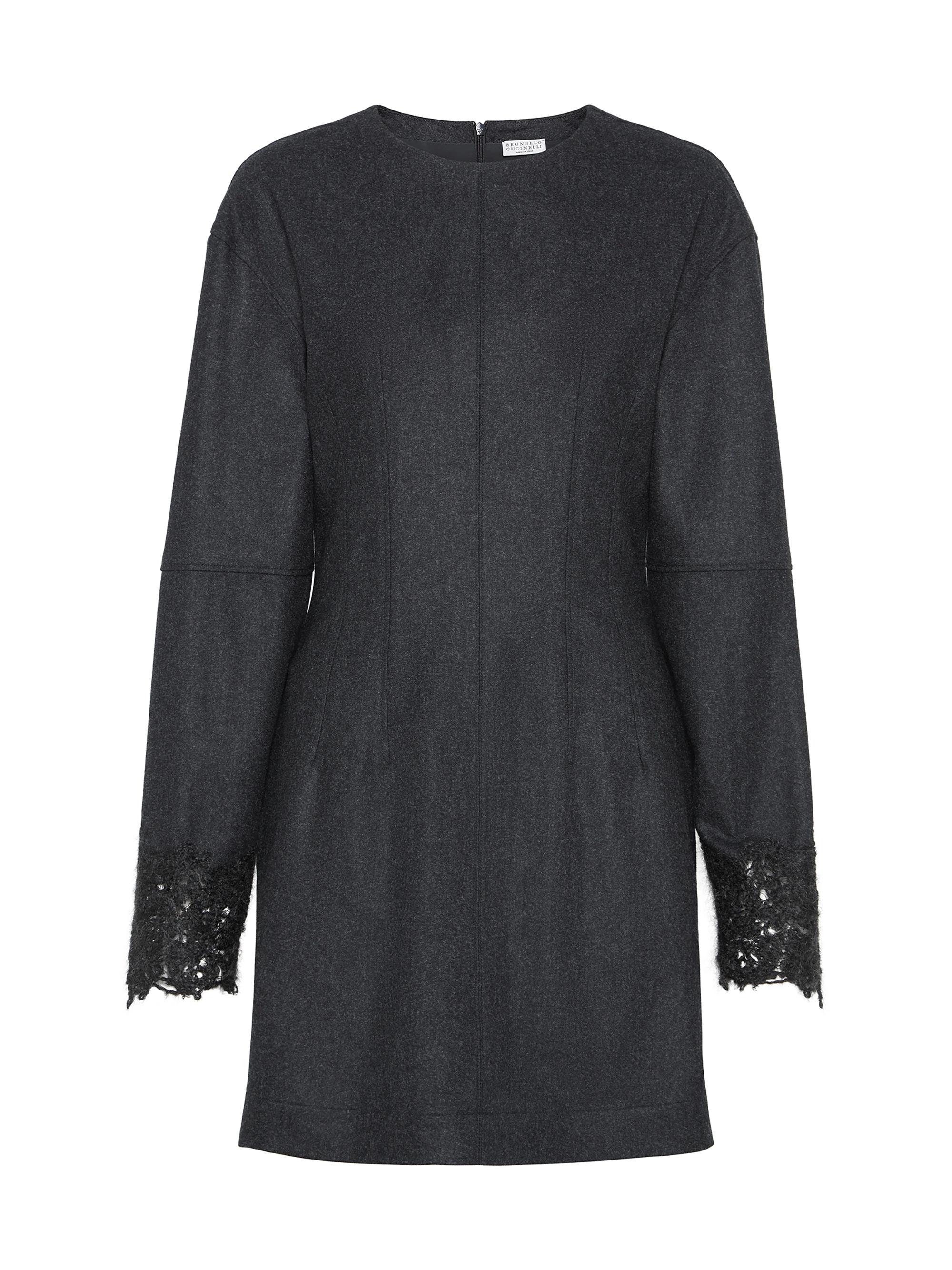 Brunello Cucinelli Women's Virgin Wool Flannel Mini Dress - Dark Grey