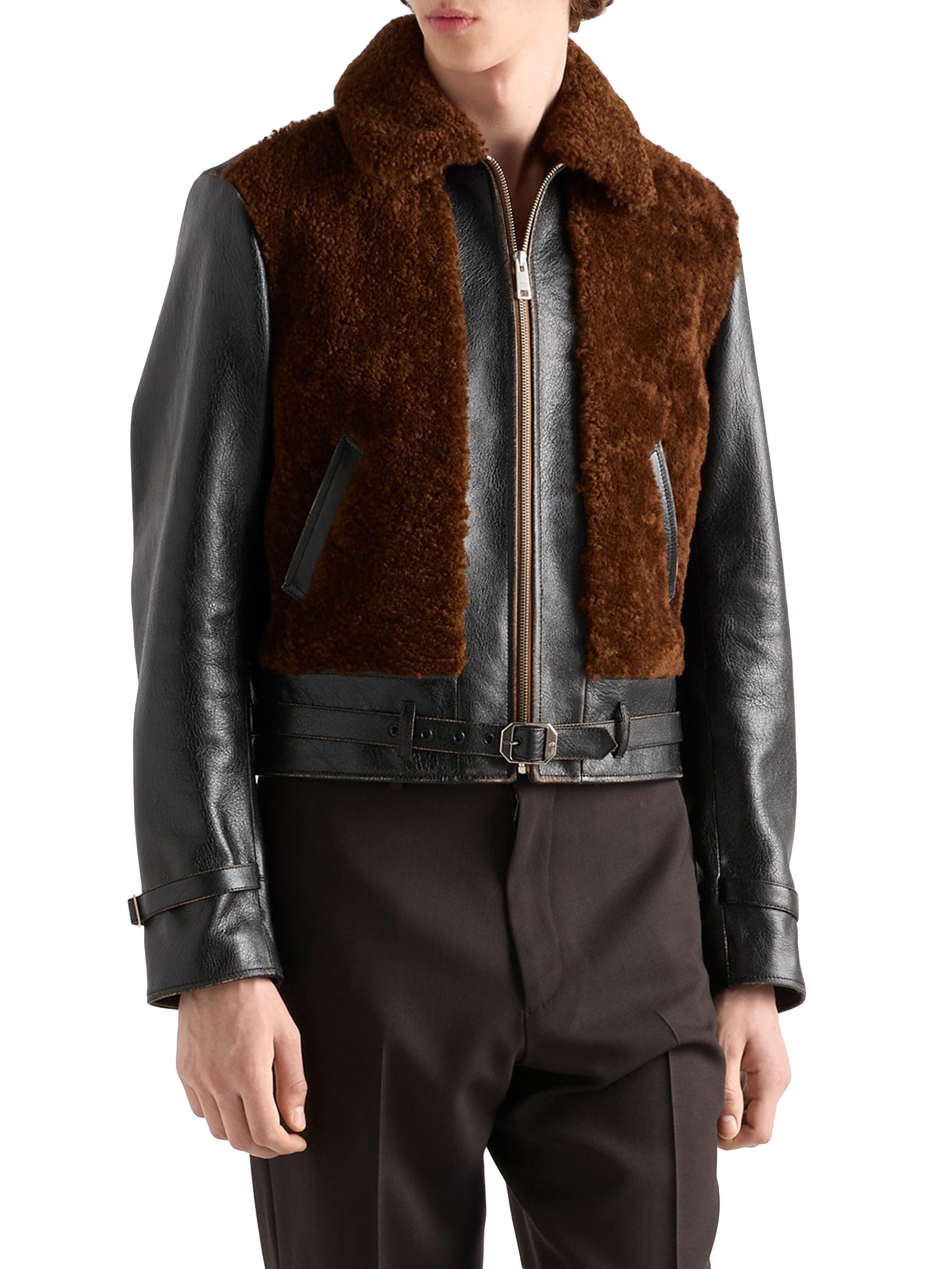 Prada Leather and Shearling Jacket | Saks Fifth Avenue