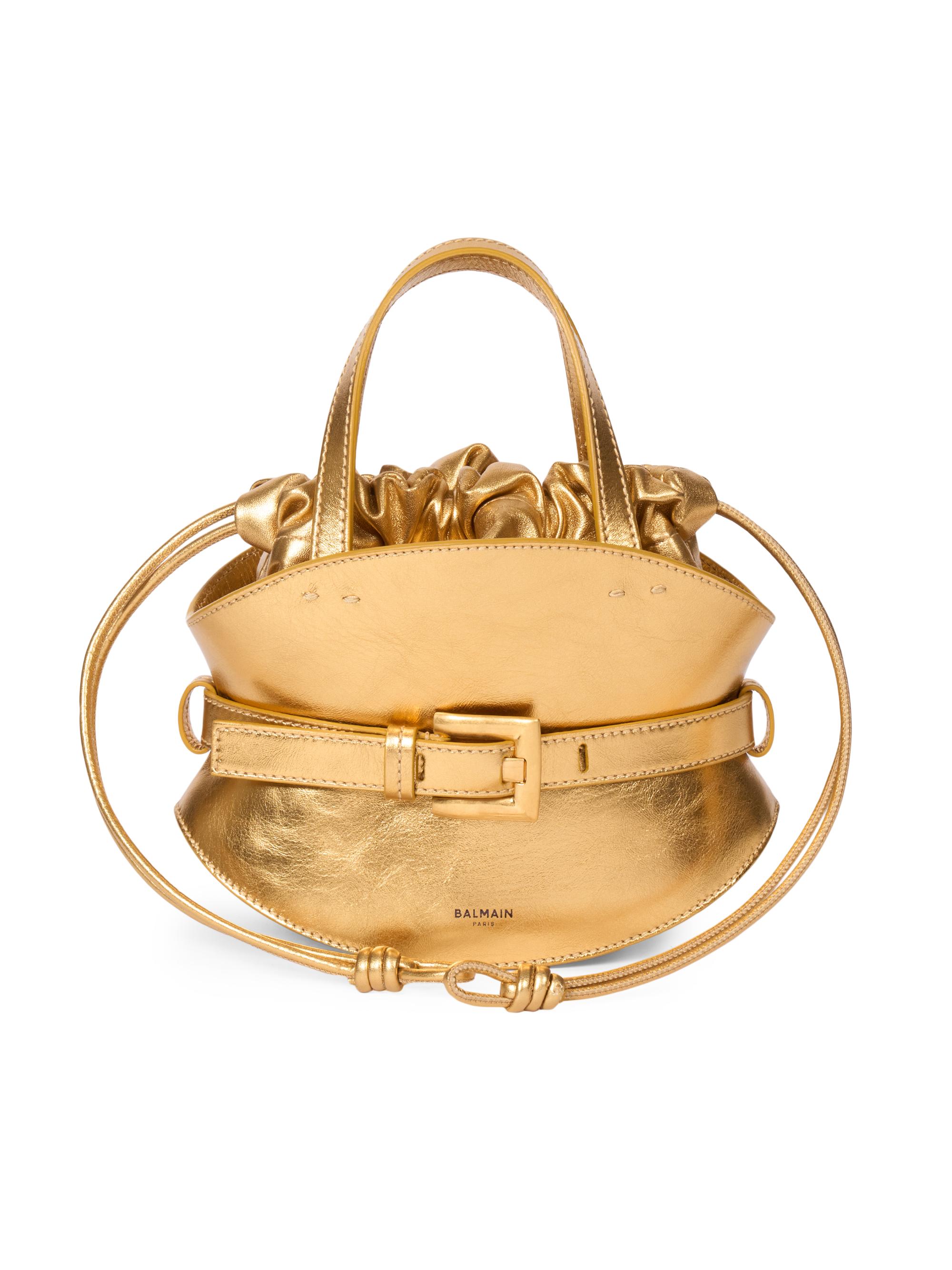 Balmain Women's Mini Shuffle Metallic Leather Top Handle Bag - Gold